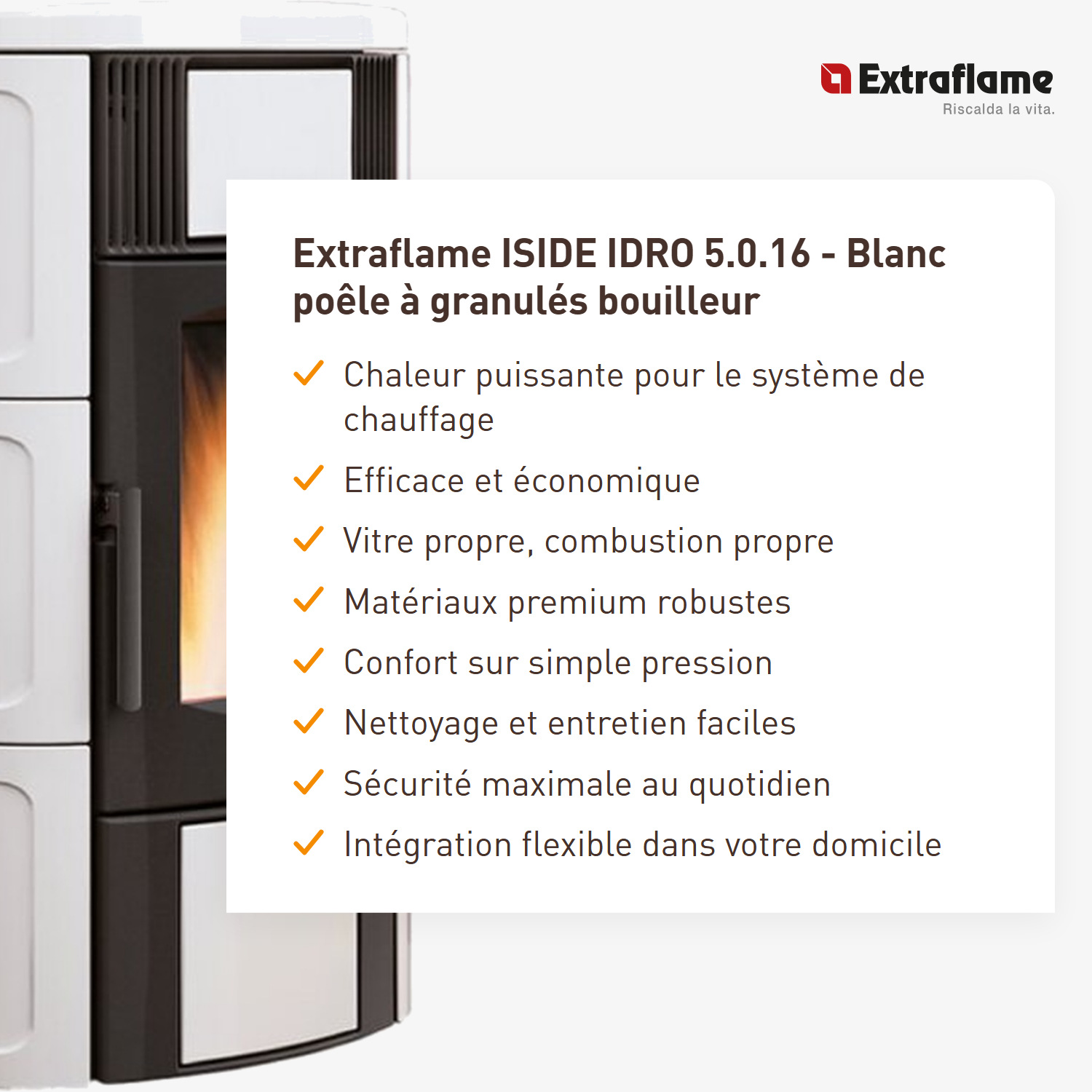 Extraflame ISIDE IDRO 5.0.16 - Blanc poêle à granulés bouilleur