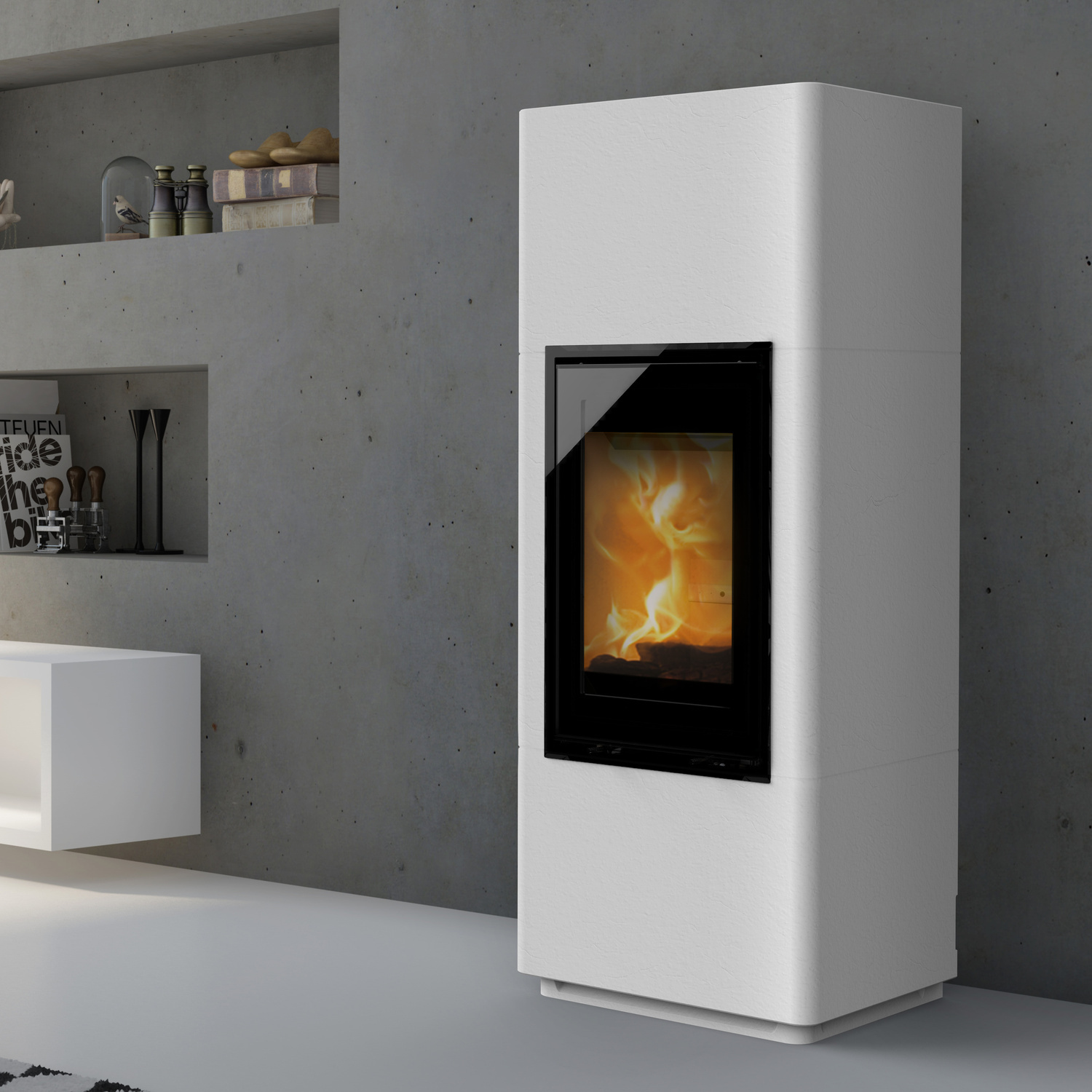 Lotus Beto 700 Kaminofen, Beton, Magic-Tür, Türanschlag links, Topplatte grau
