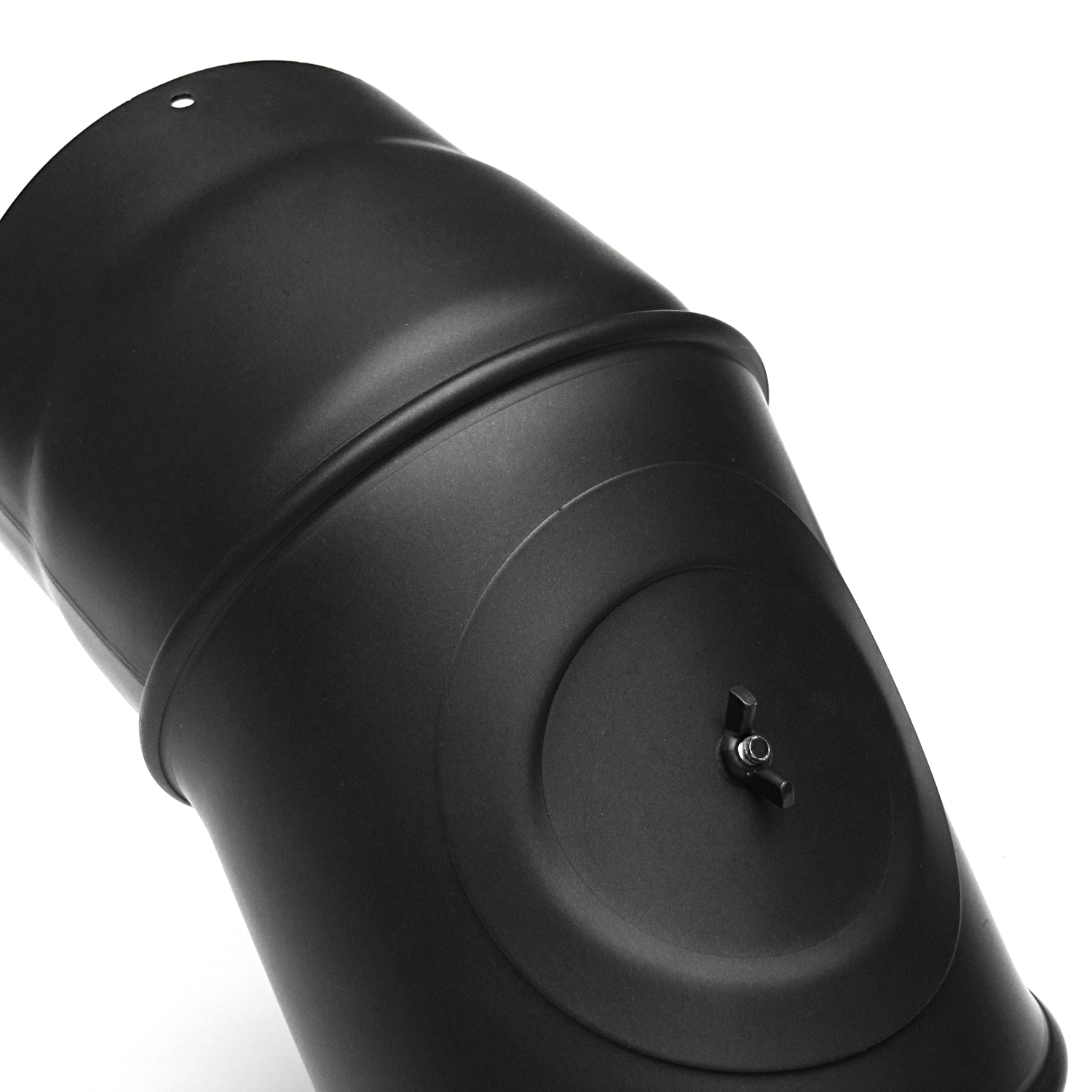 Raik Basic Rauchrohrbogen 200mm schwarz 0–90° mit Tür für Rauchrohr / Ofenrohr
