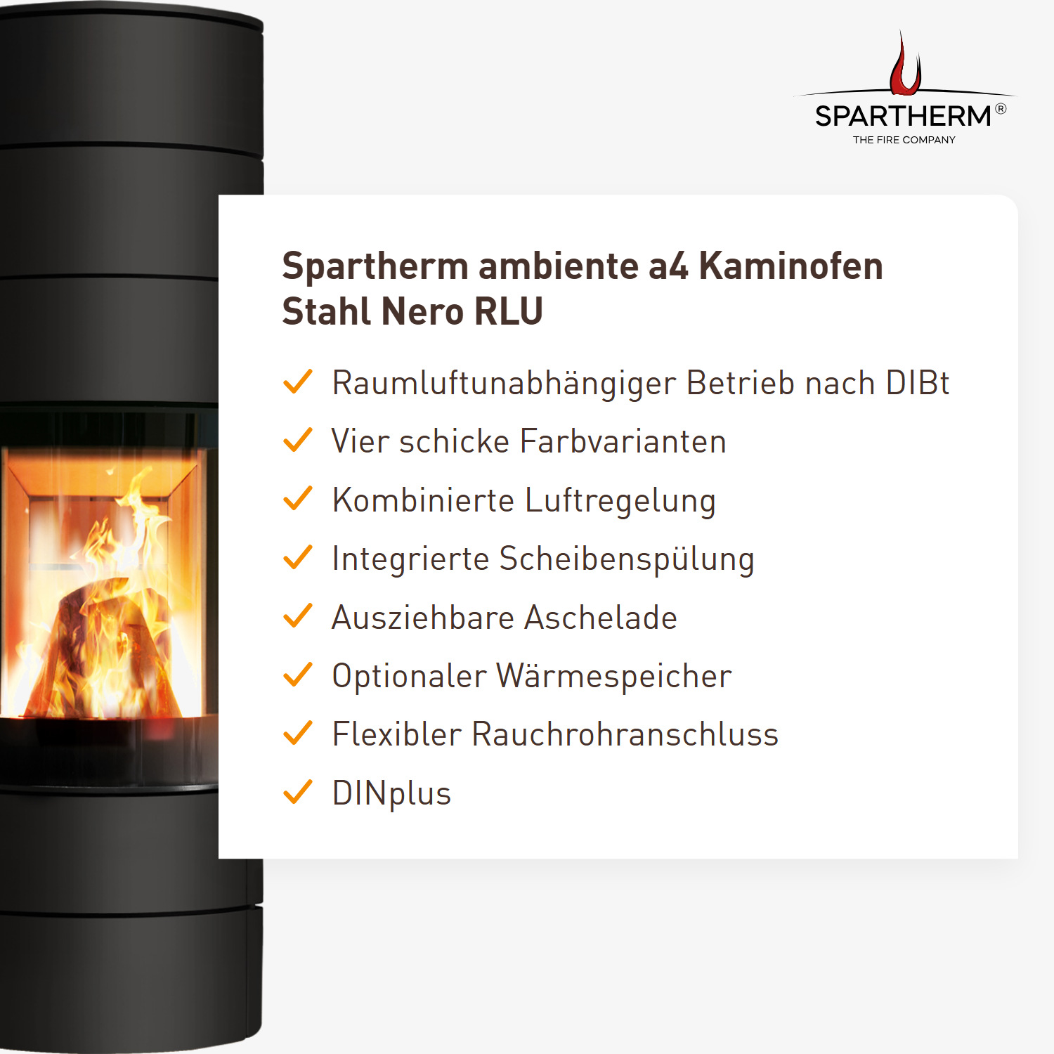 Spartherm ambiente a4 Kaminofen Stahl Nero RLU
