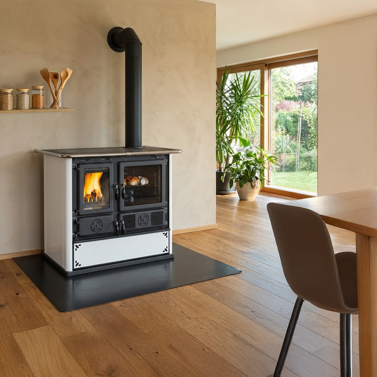 La Nordica ROSA.16 STEEL - blanc moucheté Cuisinière à bois