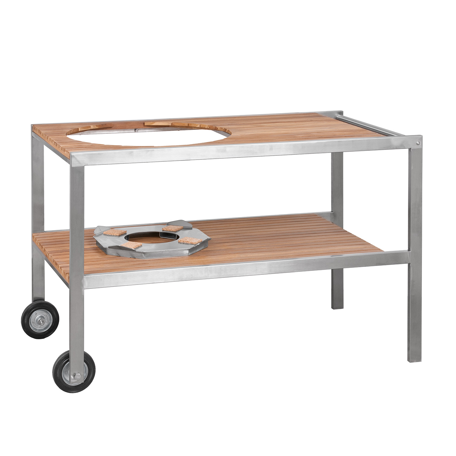 Monolith Le Chef Tisch aus Edelstahl & Teak