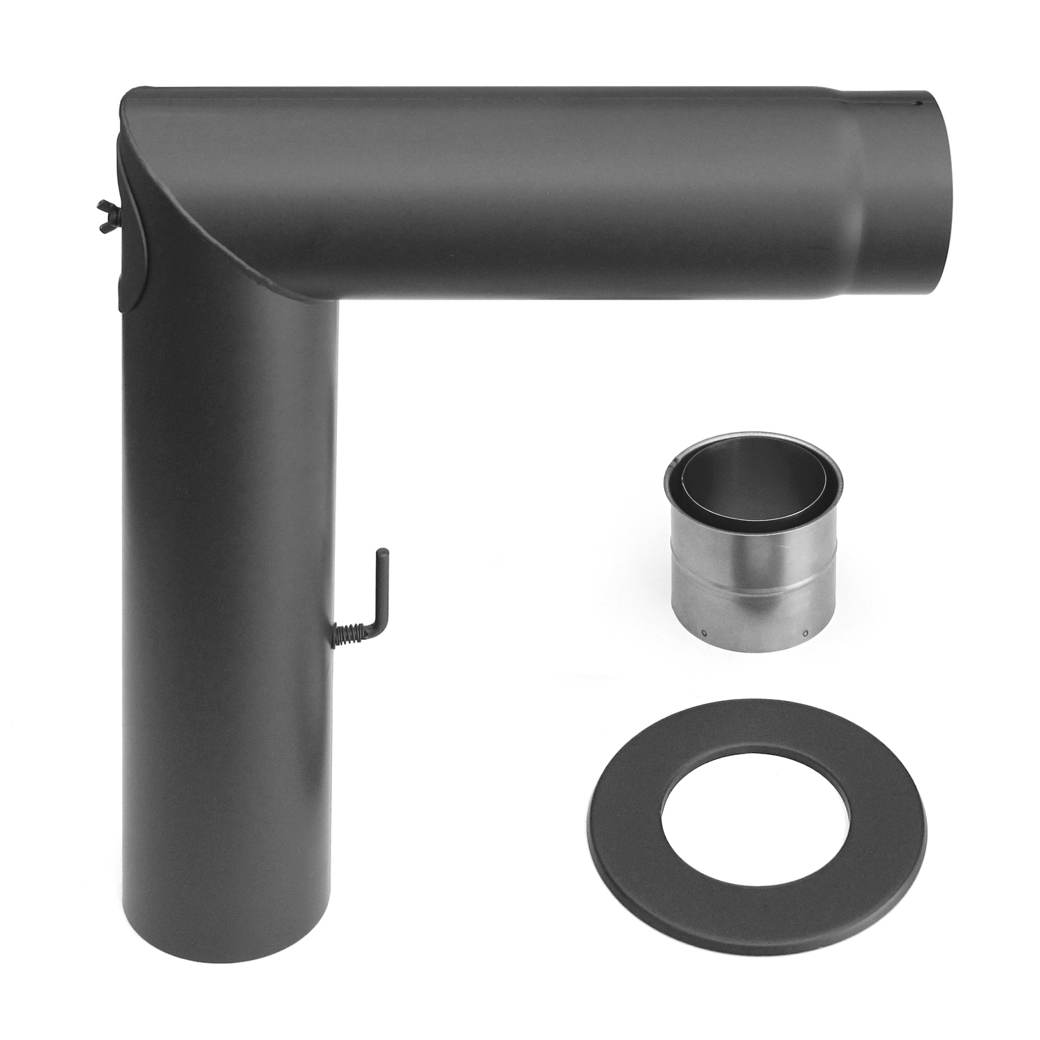 Raik Basic Rauchrohrbogen-Set 120mm gussgrau 2-teilig – eckig für Rauchrohr / Ofenrohr