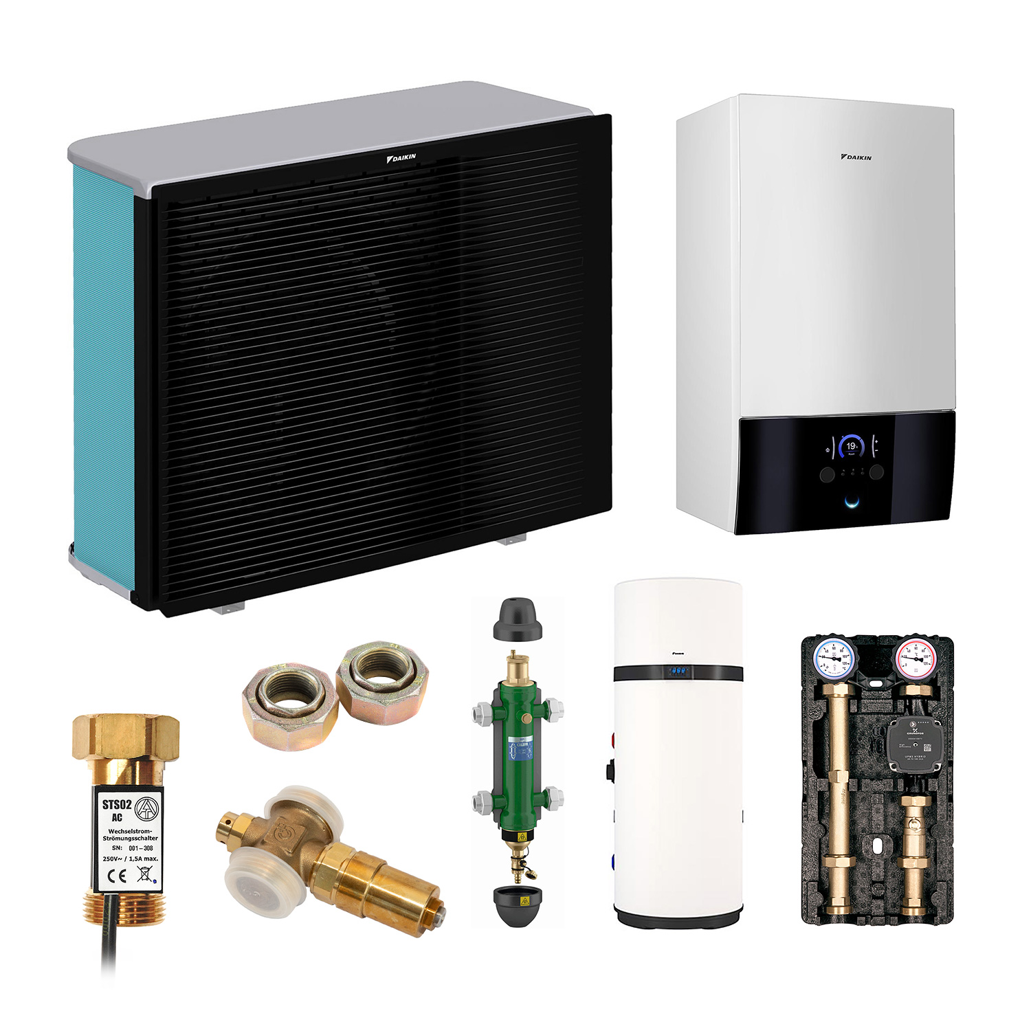 DAIKIN Altherma 3 H MT Baugröße 8 Hydrosplit-Wärmepumpe – Set 1 Heizkreis für Heizkörper mit Trinkwarmwasserbereitung über Brauchwasser-Wärmepumpe 200 L