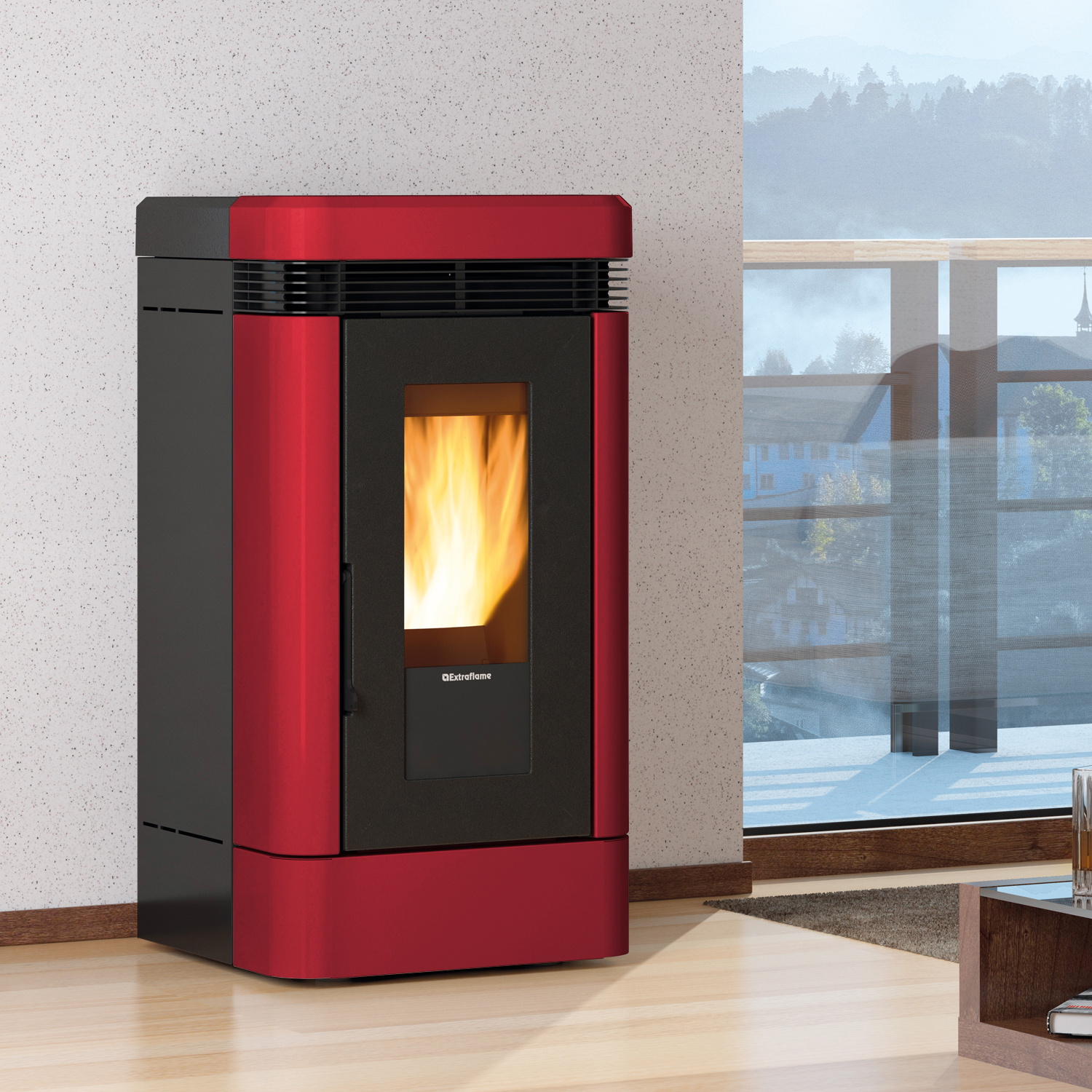 Extraflame LUCIA PLUS.16 - Bordeauxrot Pelletofen