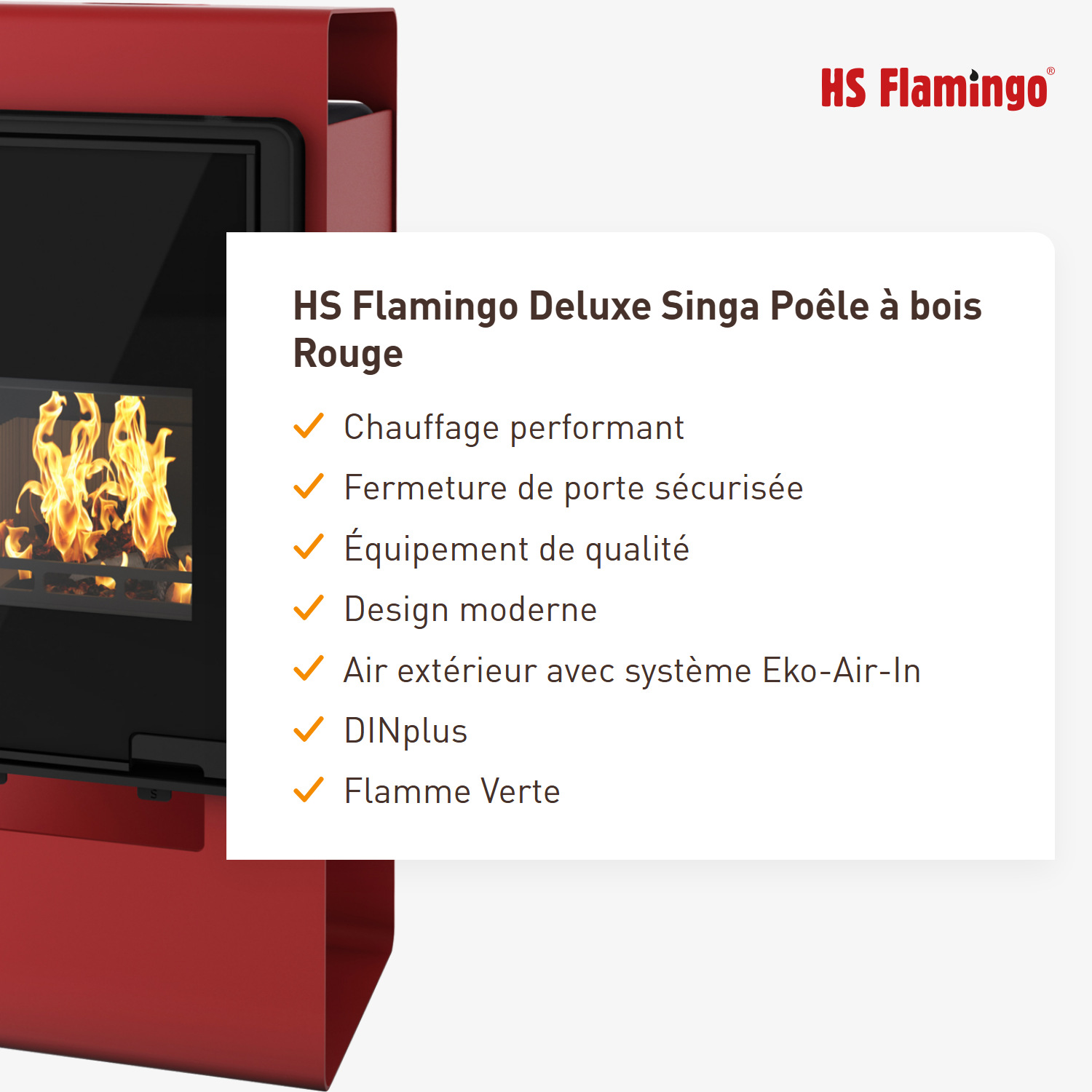 HS Flamingo Deluxe Singa Poêle à bois Rouge