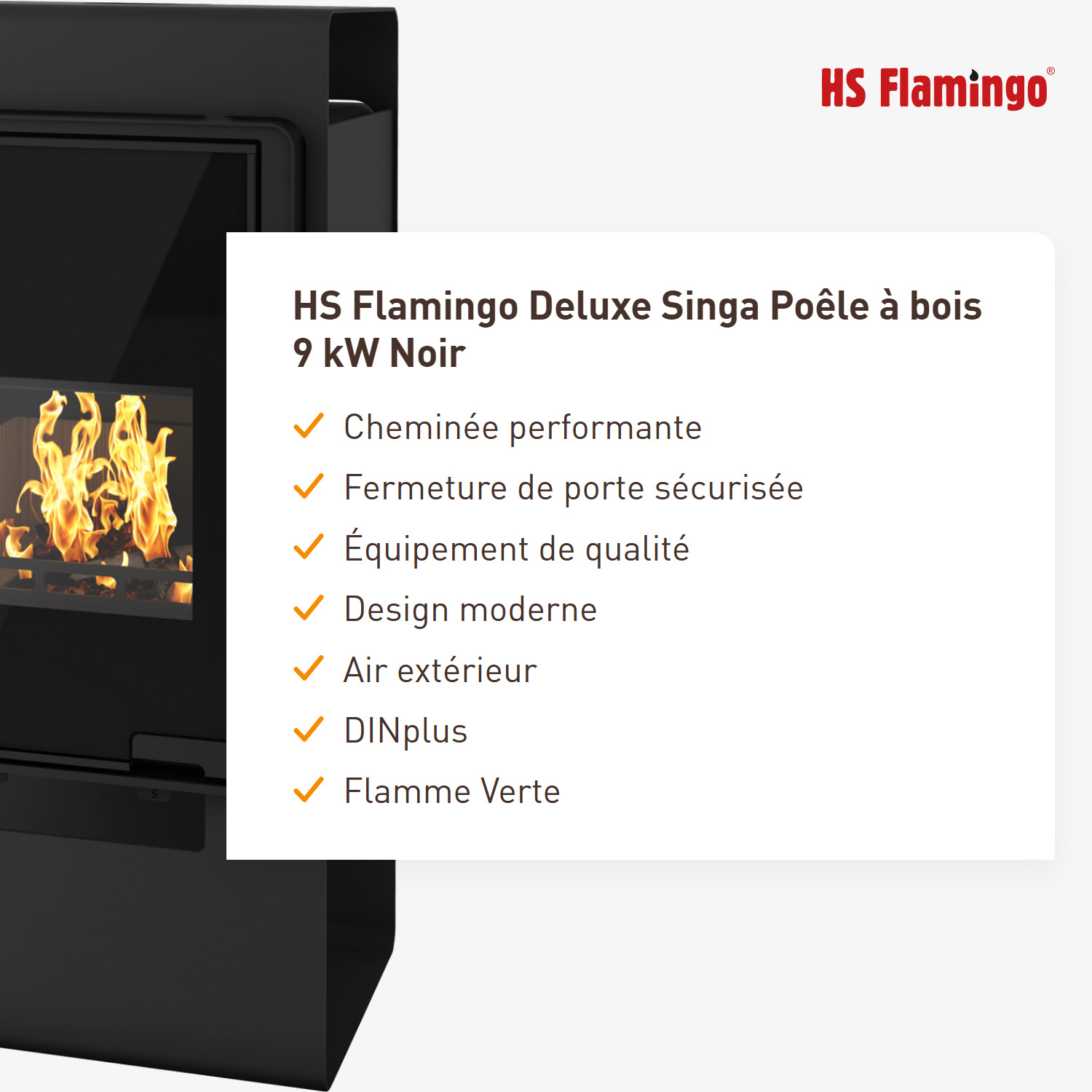 Poêle à bois HS Flamingo Deluxe Singa Noir