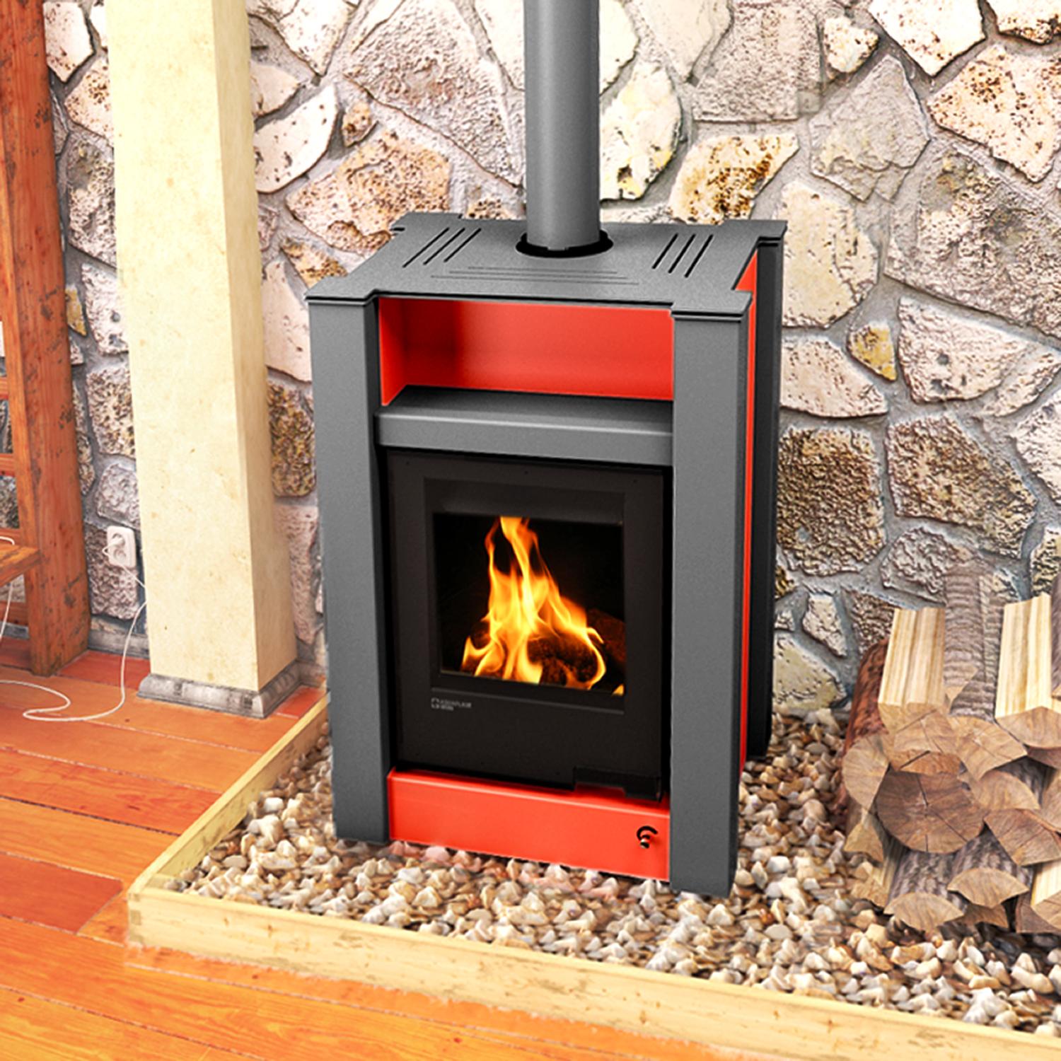 Aquaflam Vario Lend Manual Wasserführender Kaminofen Red 11/5 kW