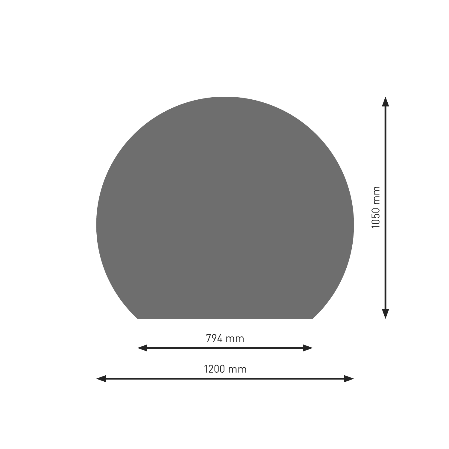 Plaque de sol Raik B7 section circulaire gris fonte revêtu par poudre 1200 x 1050 mm