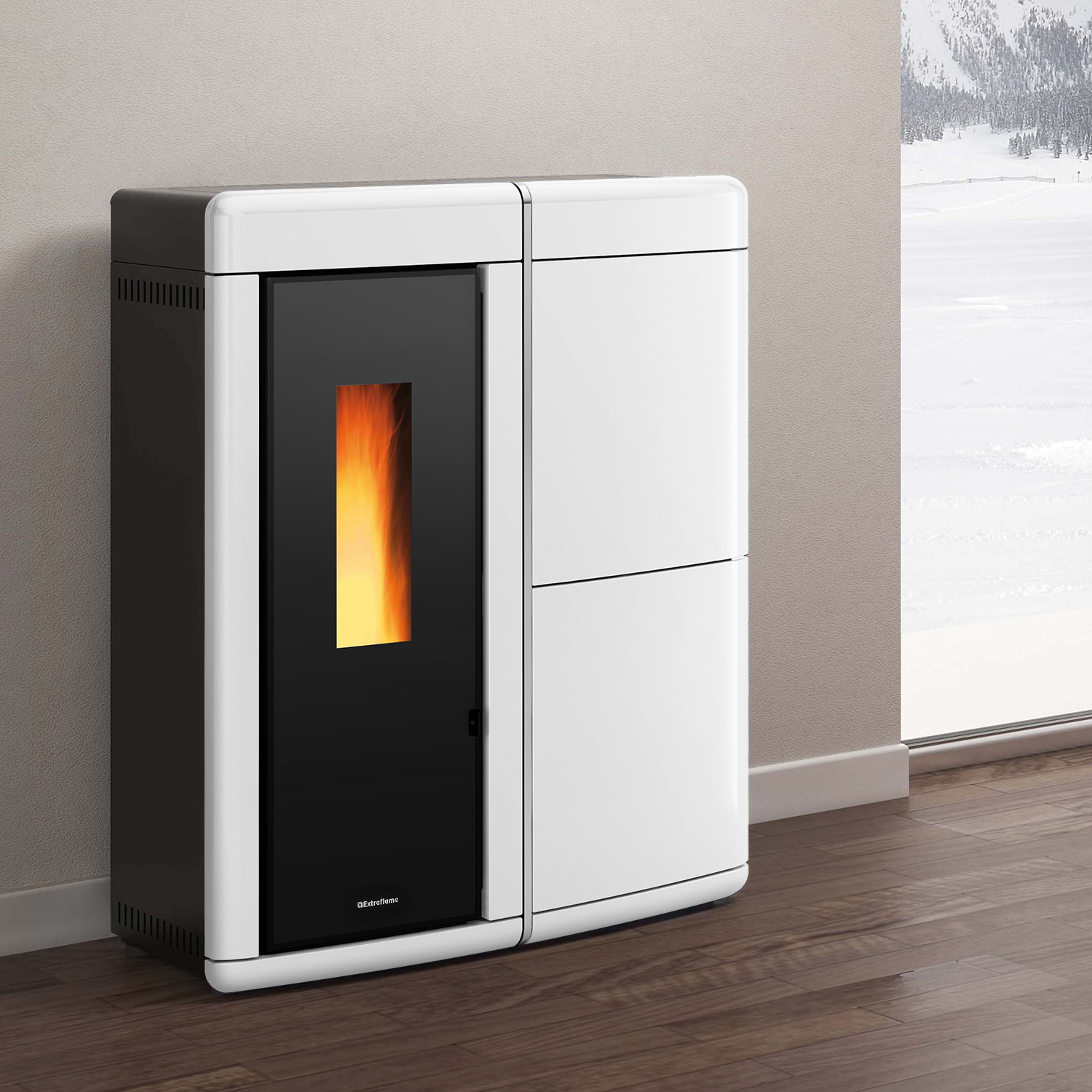 Extraflame EVELYNE IDRO 2.0 - Weiss wassergeführter Pelletofen EVOLUTION LINE