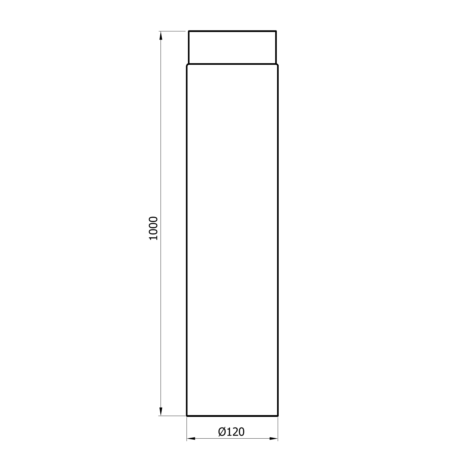 Raik Basic Längenelement 120mm schwarz Länge 1000mm für Rauchrohr / Ofenrohr