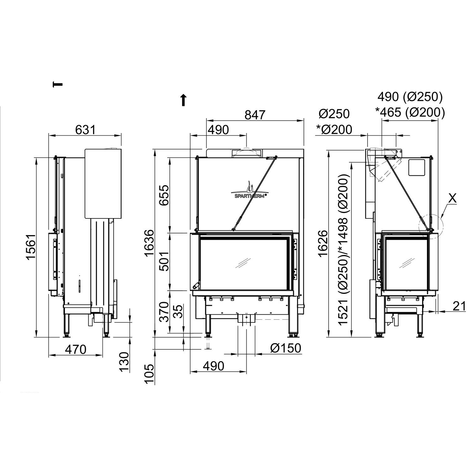 Spartherm Premium V-2L-80h Kamineinsatz 250 mm