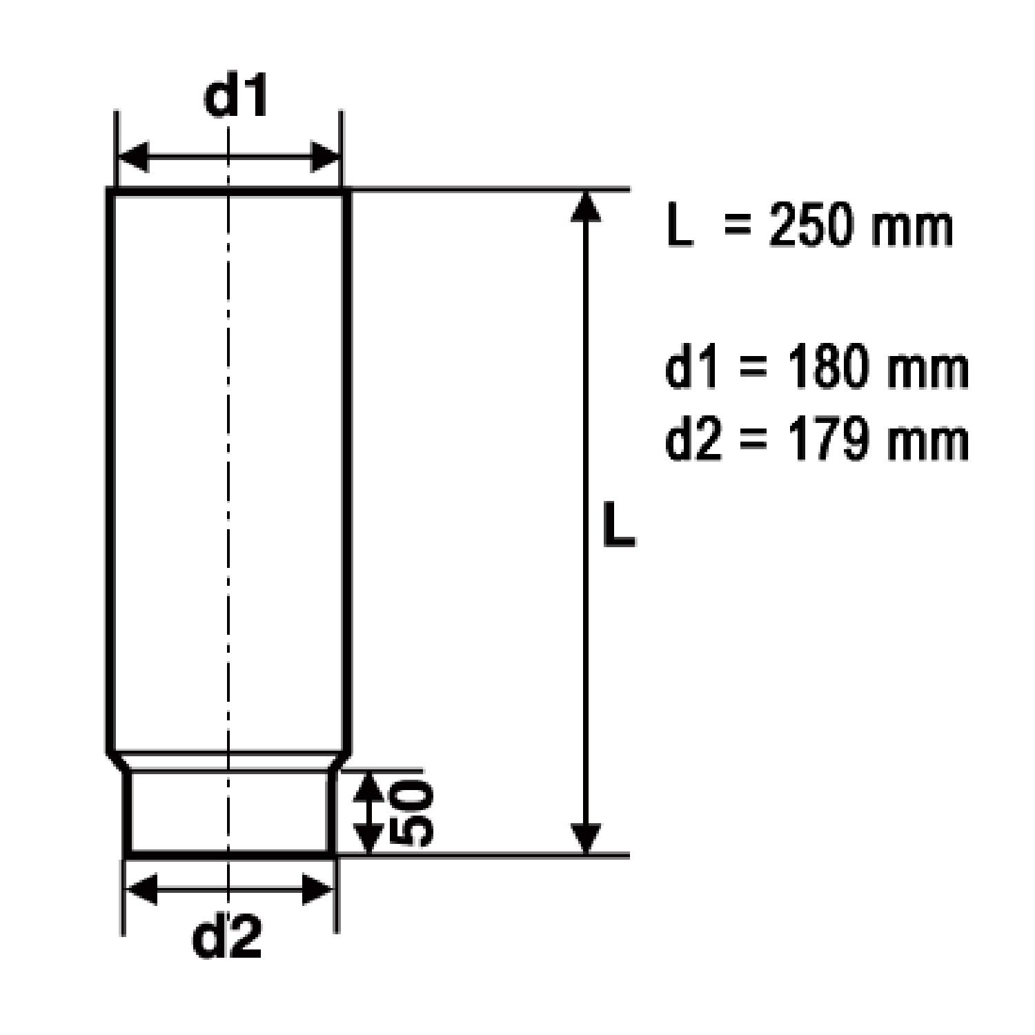 Raik Basic Längenelement 180mm schwarz L: 250mm für Rauchrohr / Ofenrohr