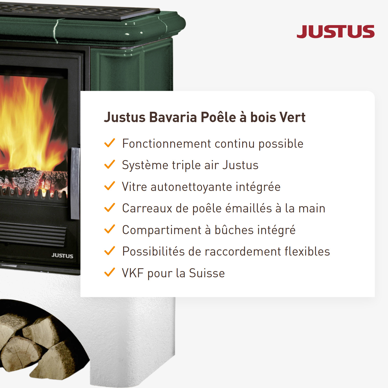 Justus Bavaria poêle à bois vert