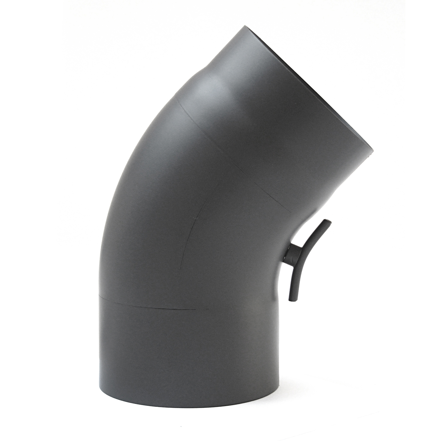 Raik Basic coude de tuyau de fumée 150mm gris fonte 45° tiré avec porte pour tuyau de fumée / conduit de fumée