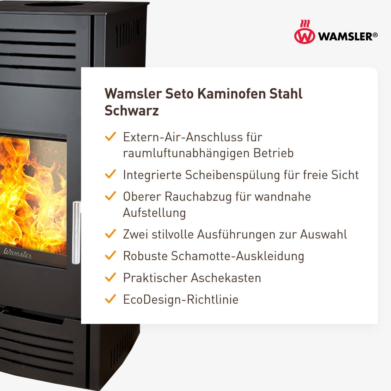 Wamsler Seto Kaminofen Stahl Schwarz