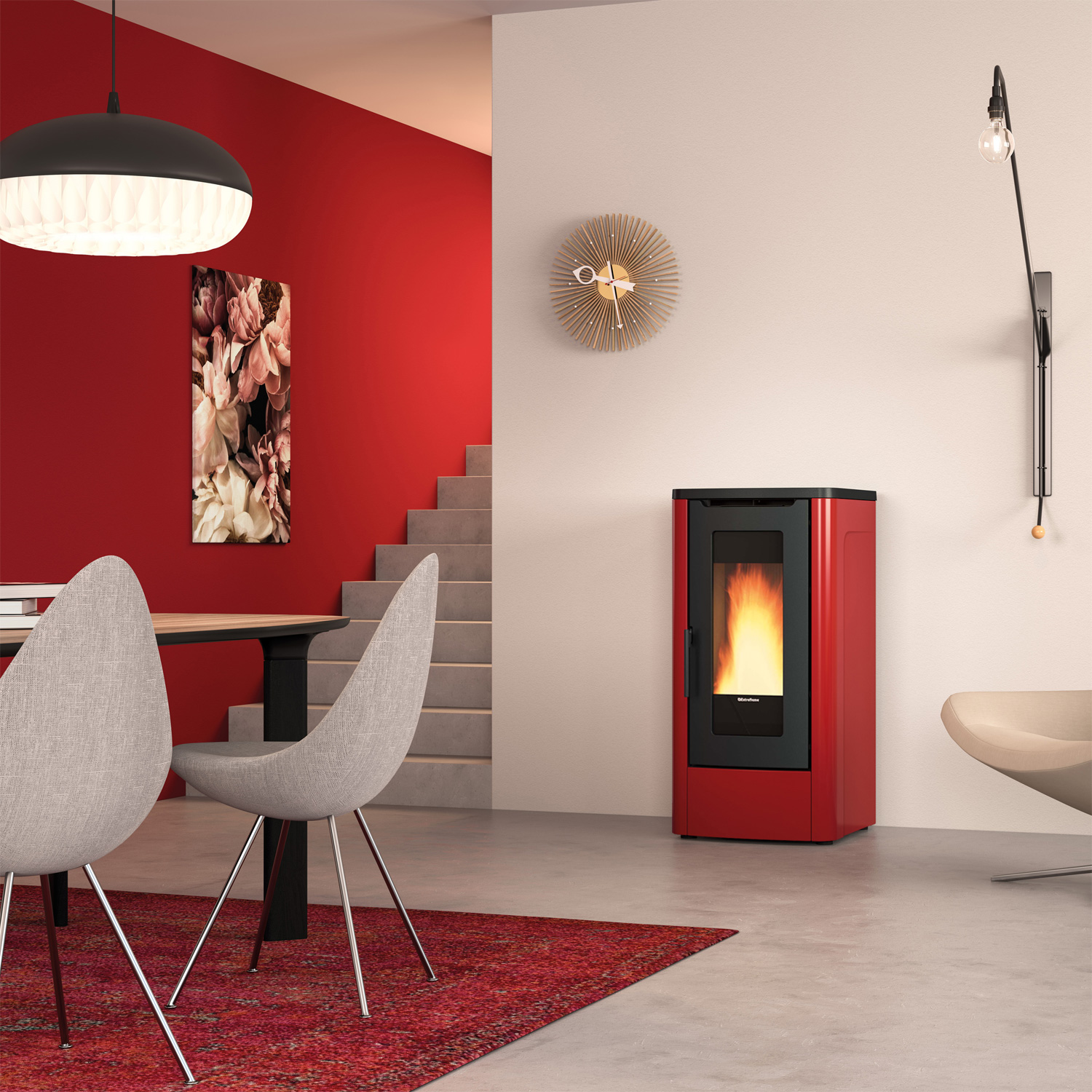 Extraflame DAHIANA 5.0 EVO - Bordeauxrot poêle à granulés