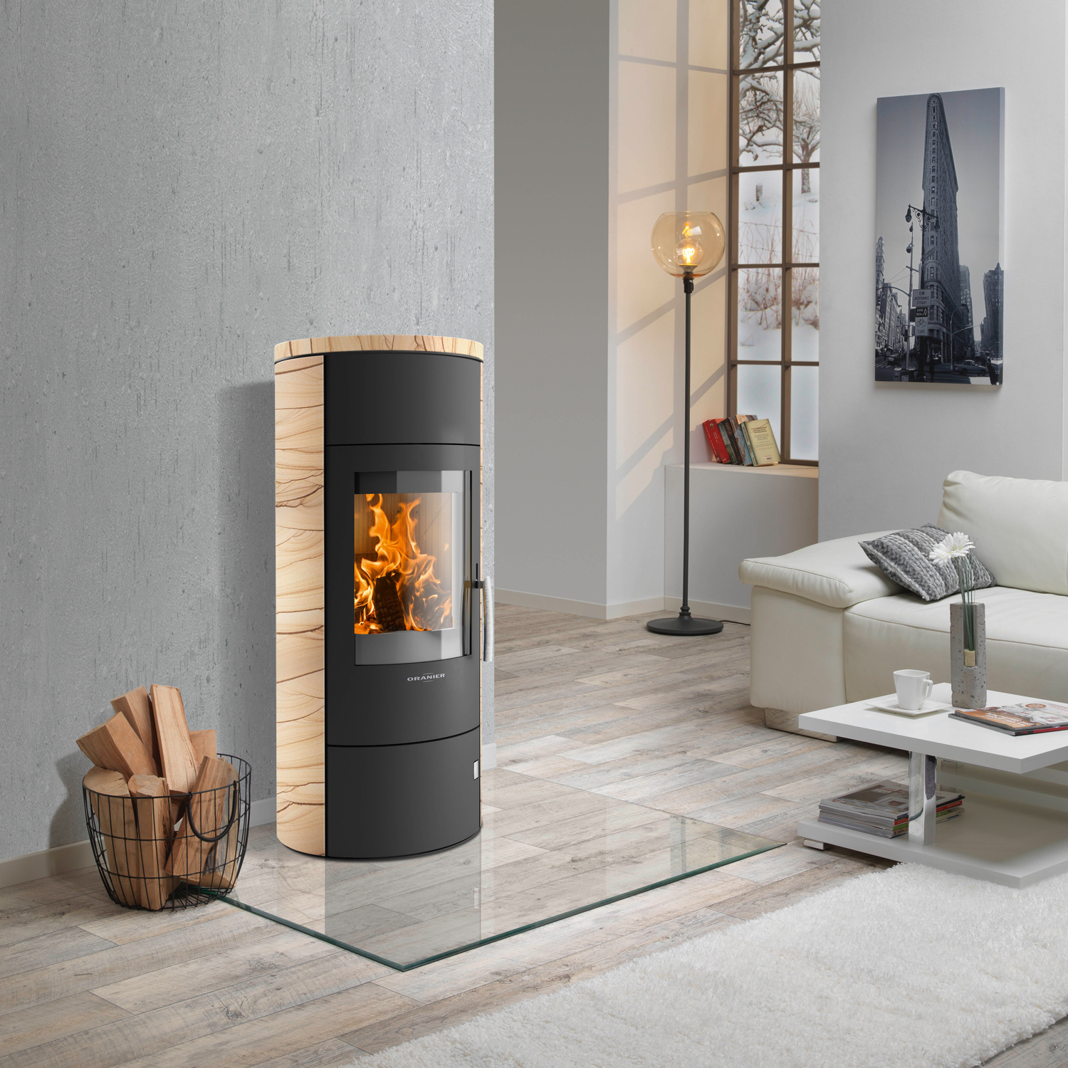 Oranier Polar W+ 2.0 Poêle à bois acier noir / grès