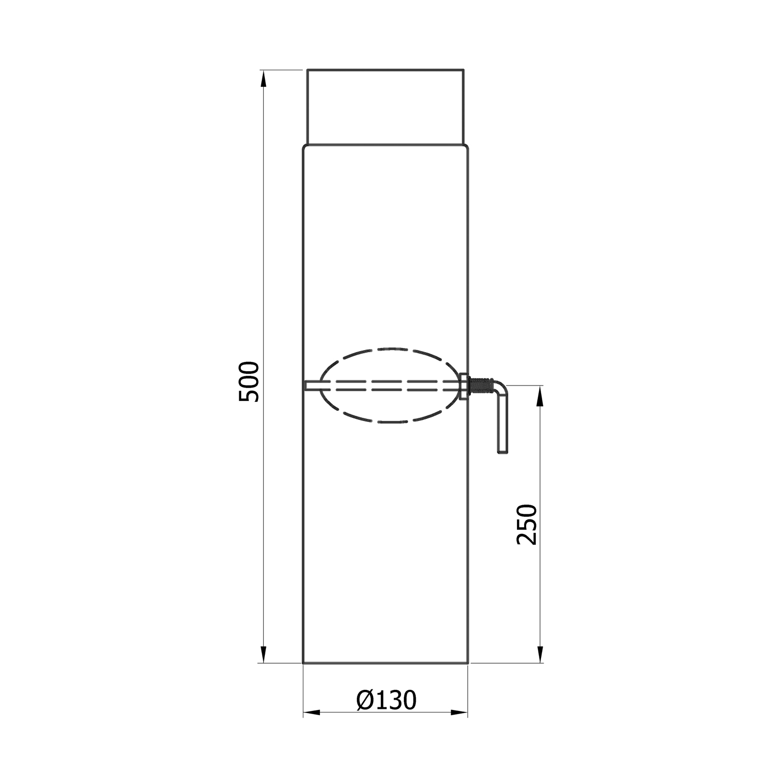 Raik Basic Zugregulierung 130mm schwarz L: 500mm für Rauchrohr / Ofenrohr