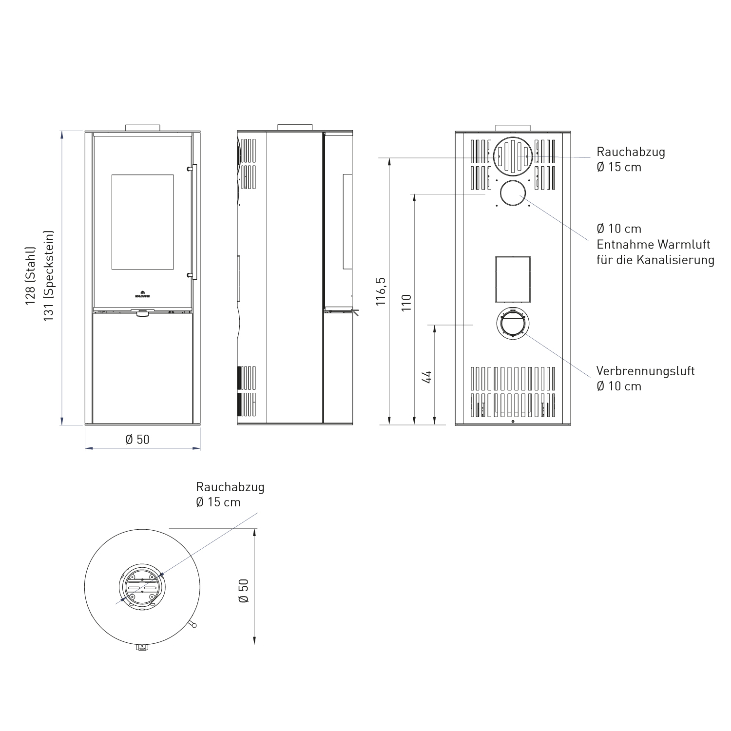 Edilkamin Tally 8 Up Kaminofen Stahl Schwarz