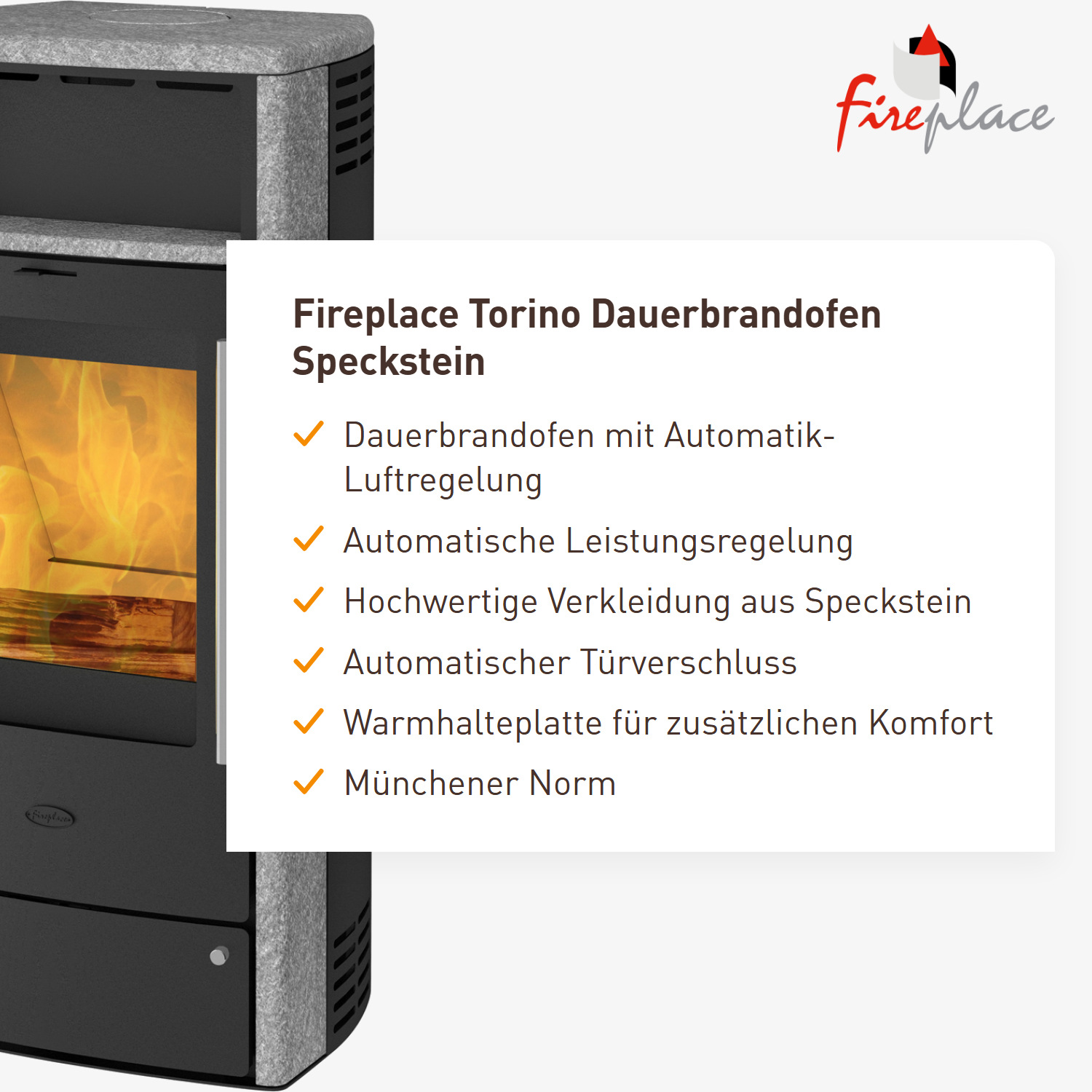 Fireplace Torino Dauerbrandofen Speckstein
