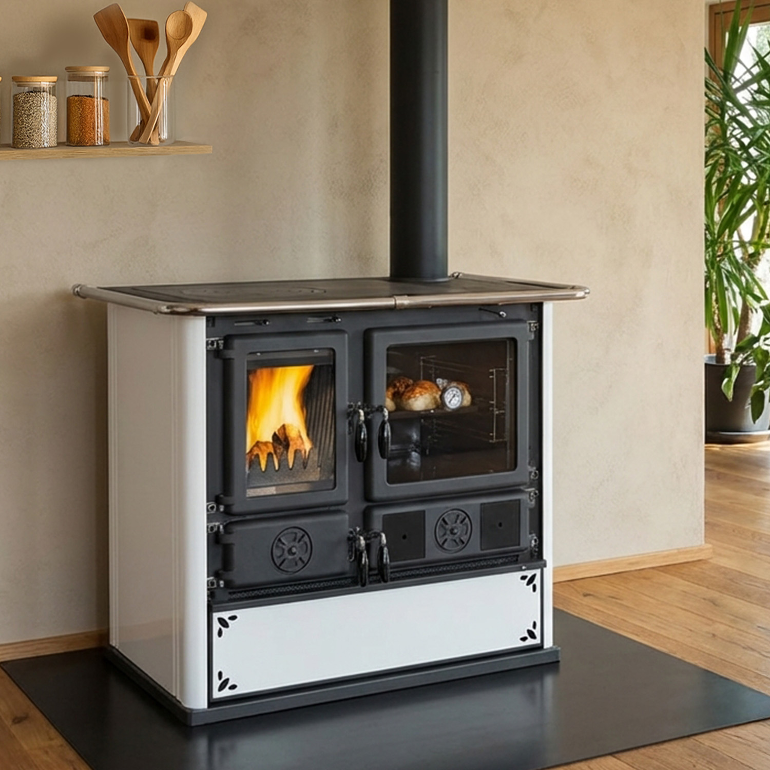 La Nordica ROSA.16 STEEL - blanc moucheté Cuisinière à bois