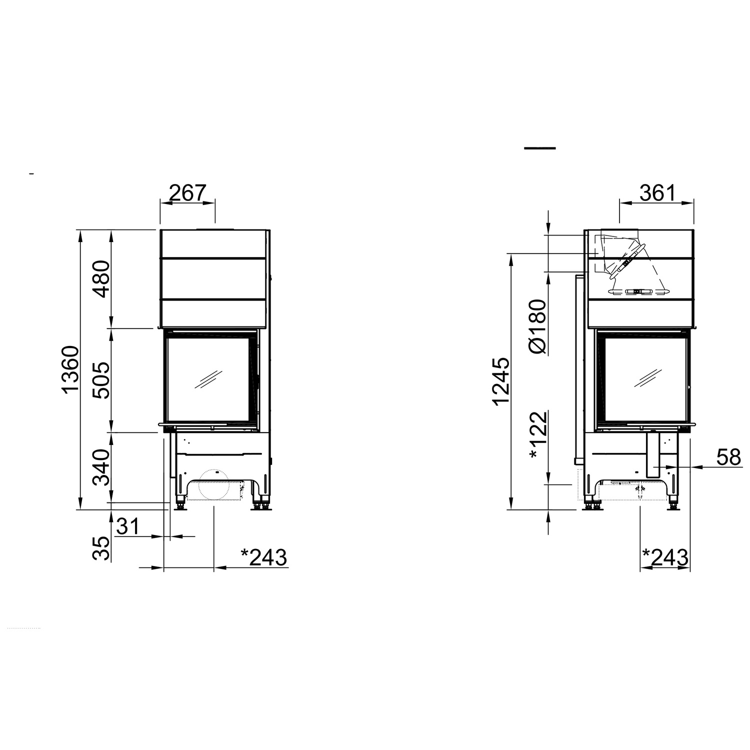 Spartherm Mini 2LRh Kamineinsatz 180 mm RR
