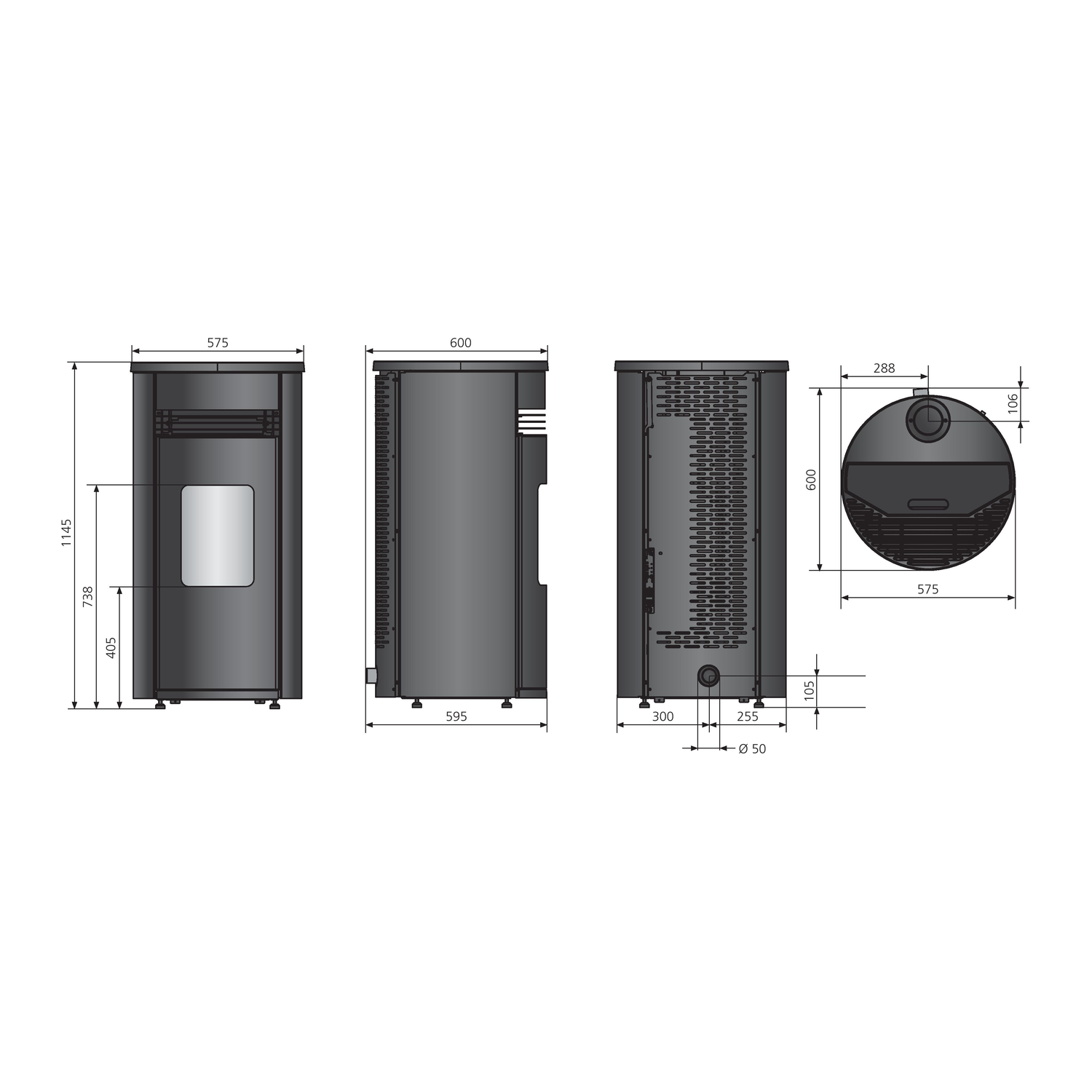 Oranier Sando 60 Pelletofen Stahl Schwarz