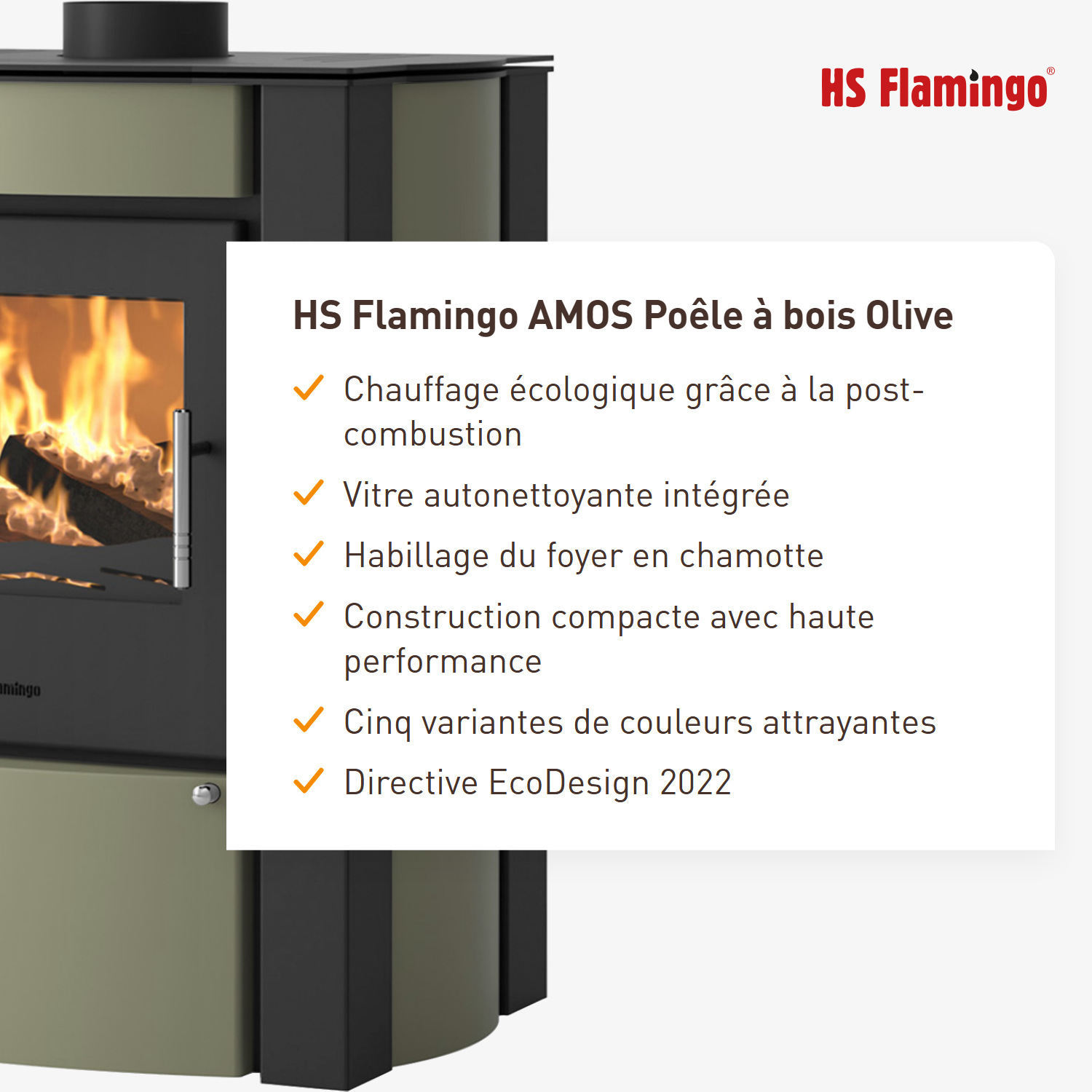 Poêle à bois HS Flamingo AMOS Olive
