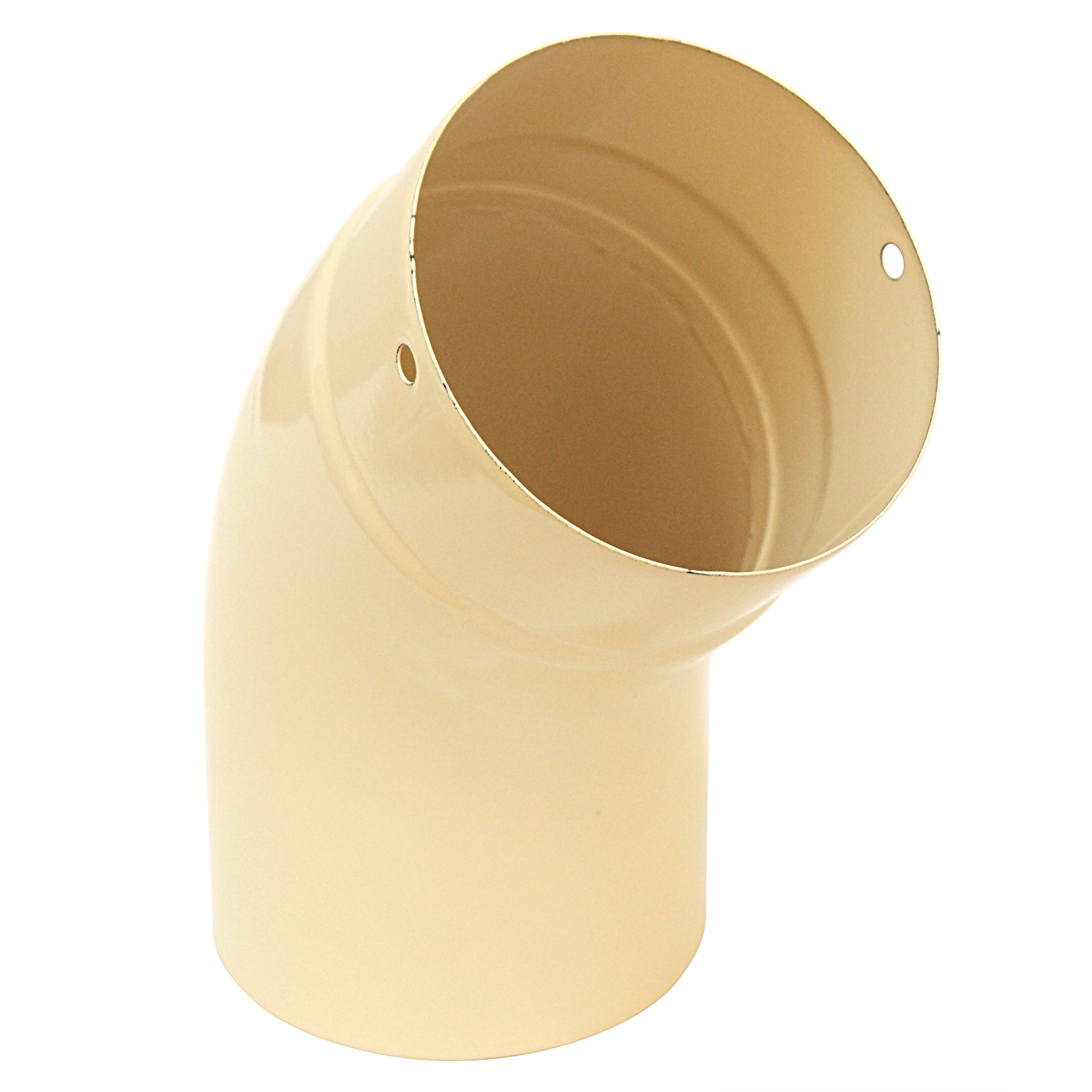 Coude de conduit de fumée / Coude de tuyau de poêle émaillé 130mm - Coude lisse 45° Ivoire
