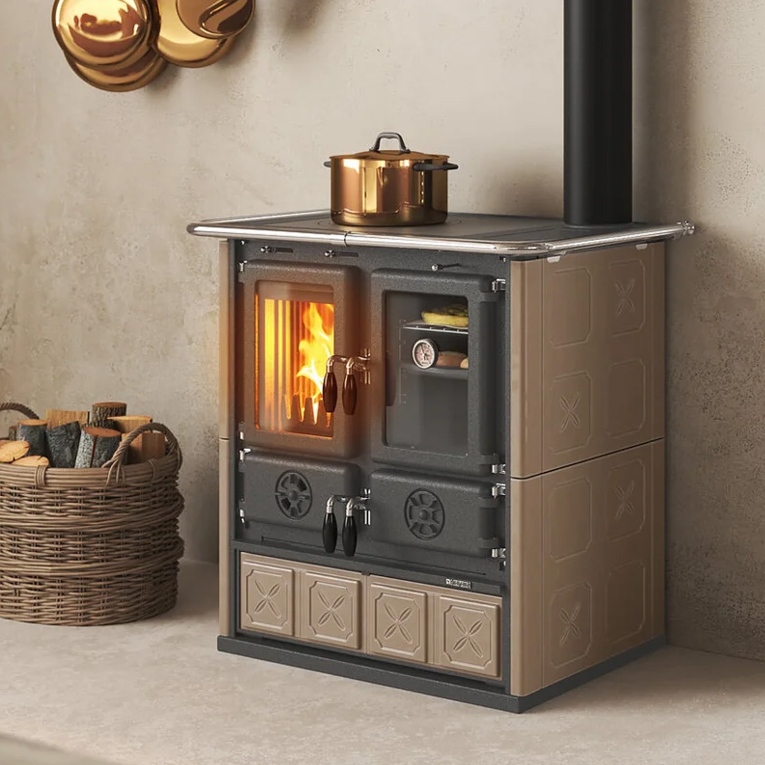 La Nordica ROSETTA.16 Majolica - Taupe cuisinière à bois