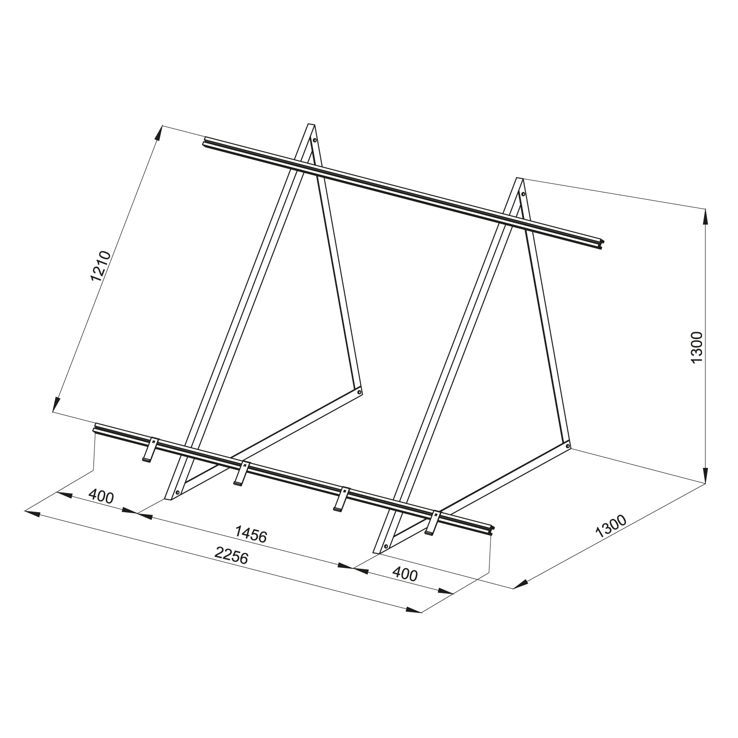 Sunex Kit de montage pour toit plat pour 2 capteurs solaires plats AMP 2.0