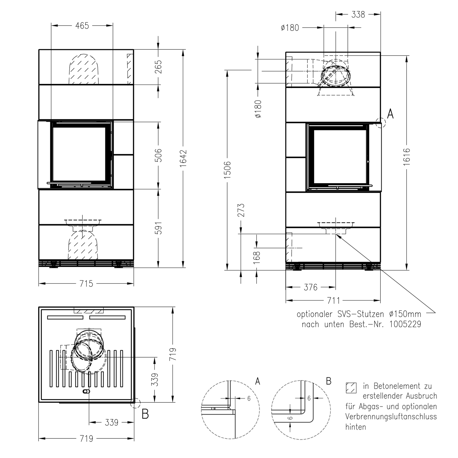 Kit de cheminée Spartherm SIM 2/2/Mini 2LRh-4S Nature