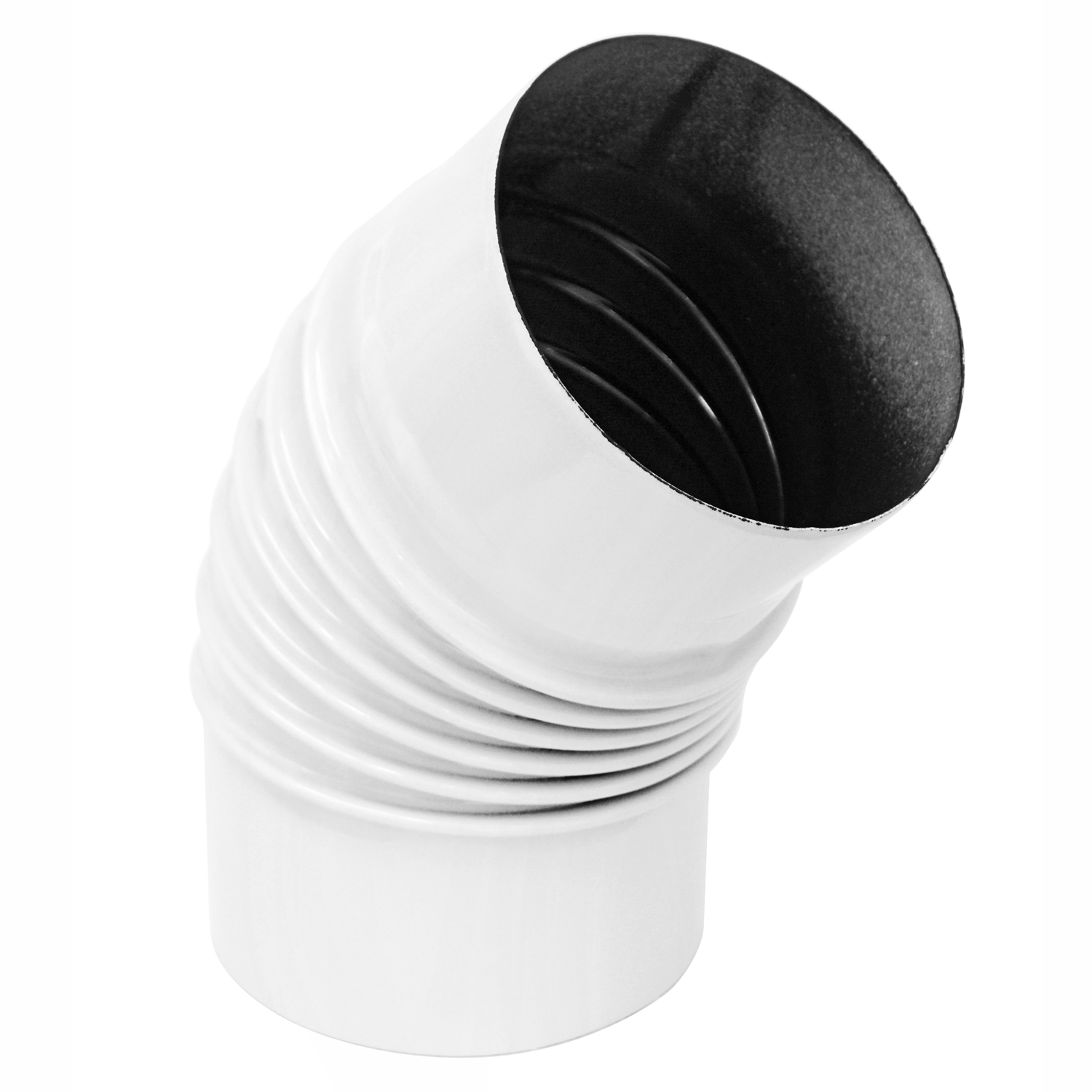 Coude de conduit de fumée / Coude de tuyau de poêle émaillé 130 mm - Coude à 45° nervuré blanc