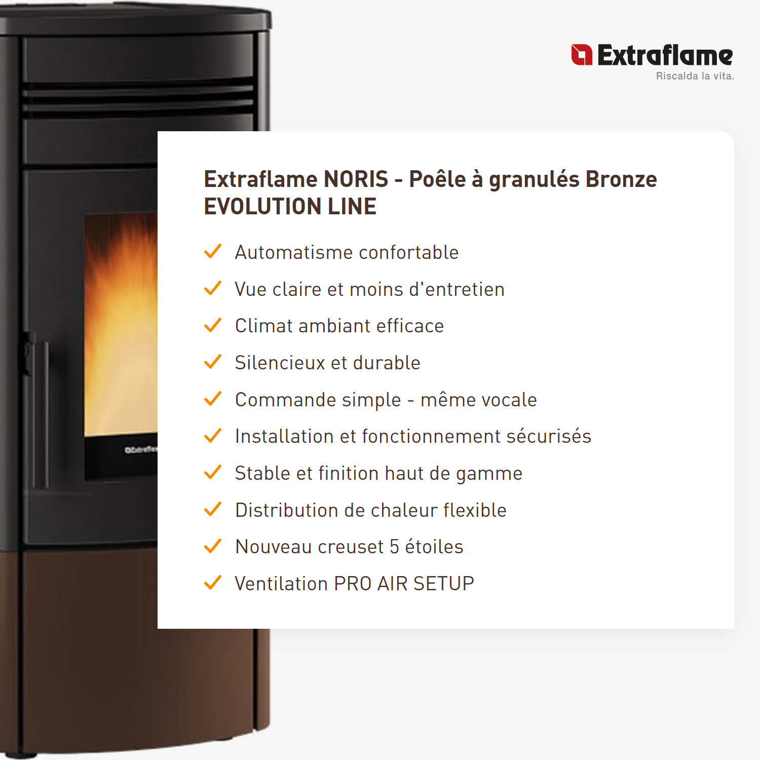 Extraflame NORIS - Bronze poêle à granulés EVOLUTION LINE