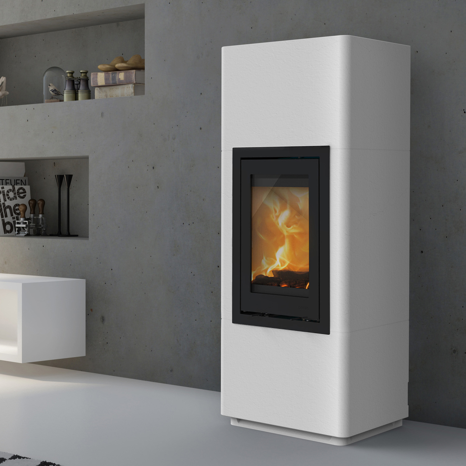 Lotus Beto 700 Kaminofen, Beton, Türanschlag links, Topplatte grau