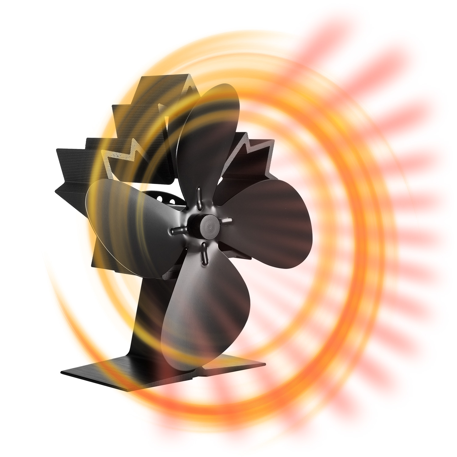 Ventilateur de cheminée Raik, ventilateur de poêle, ventilateur silencieux et sans électricité pour cheminées, avec 4 pales.