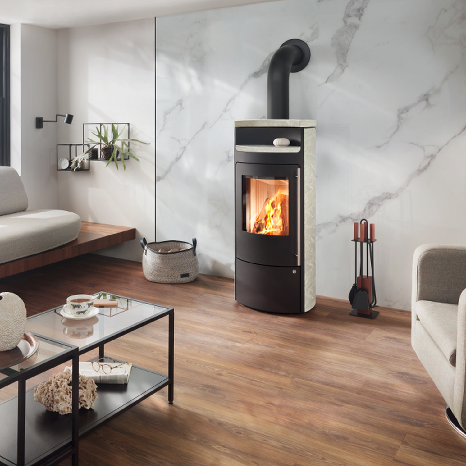 Olsberg Timor Kaminofen 6 kW Compact Lapalith Alba