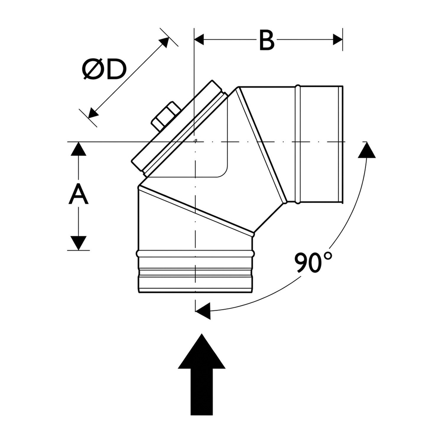 Schiedel Coude PPL 90° pour PPL Ø 200 mm avec ouverture de révision pour combustibles solides