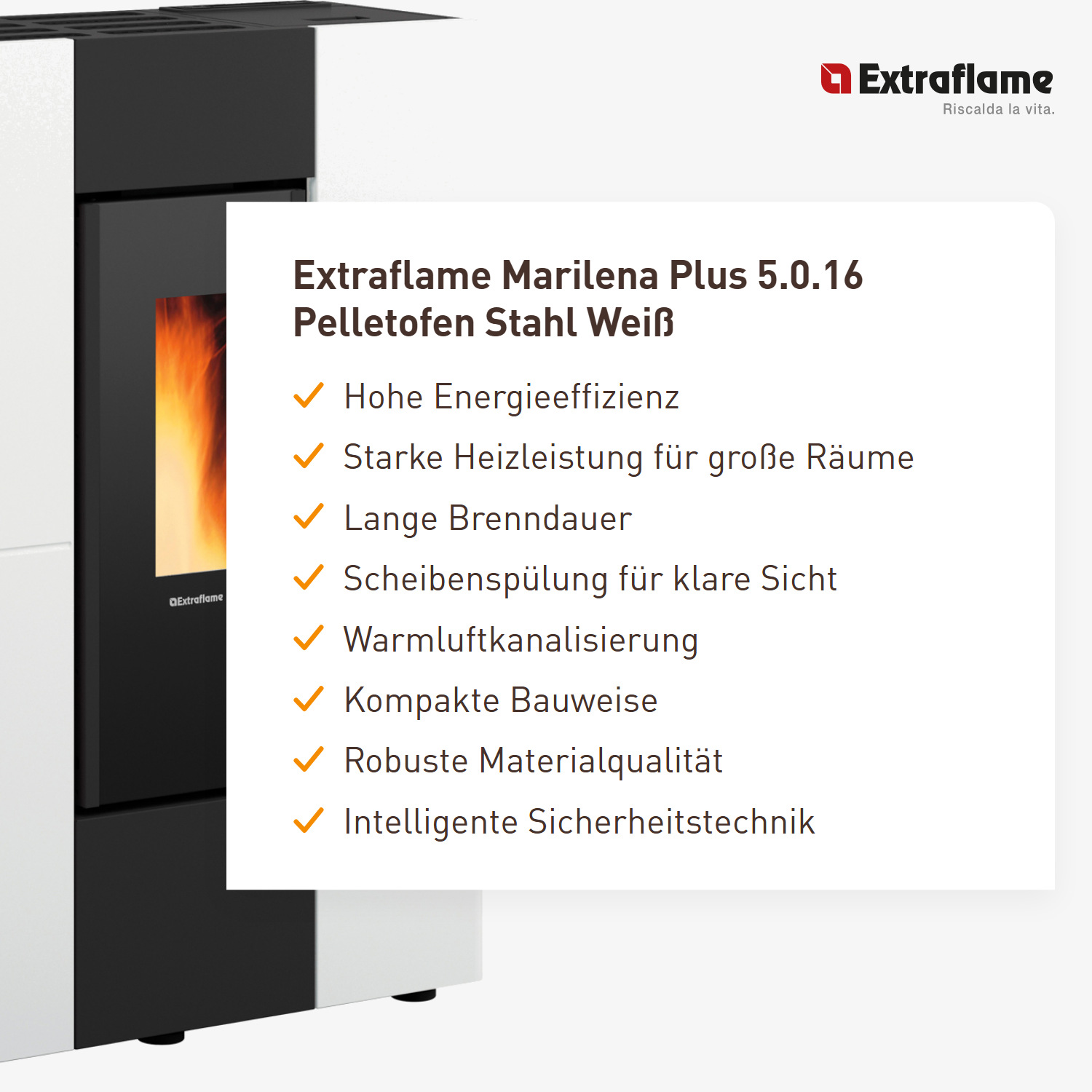 Extraflame Marilena Plus 5.0.16 Pelletofen Stahl Weiss