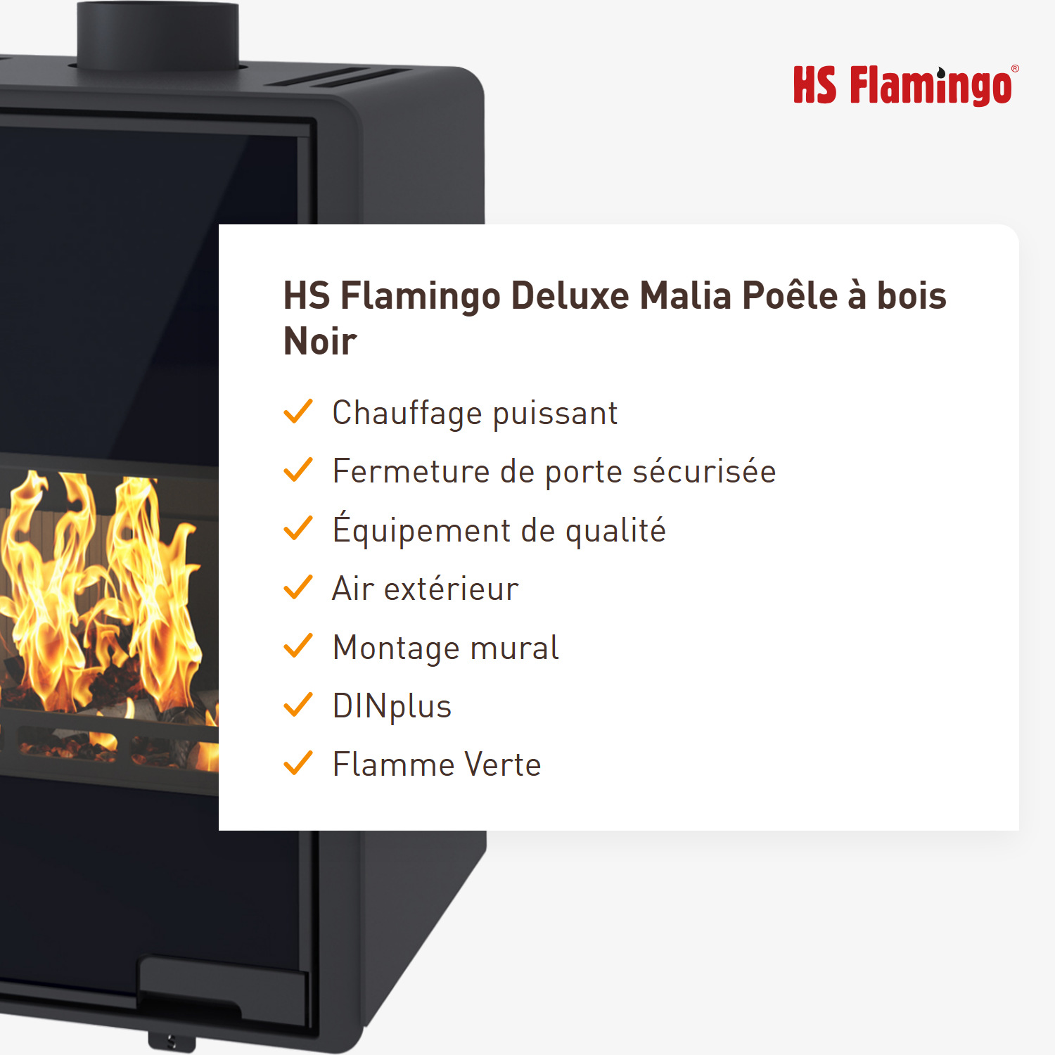 HS Flamingo Deluxe Malia Poêle à bois Noir