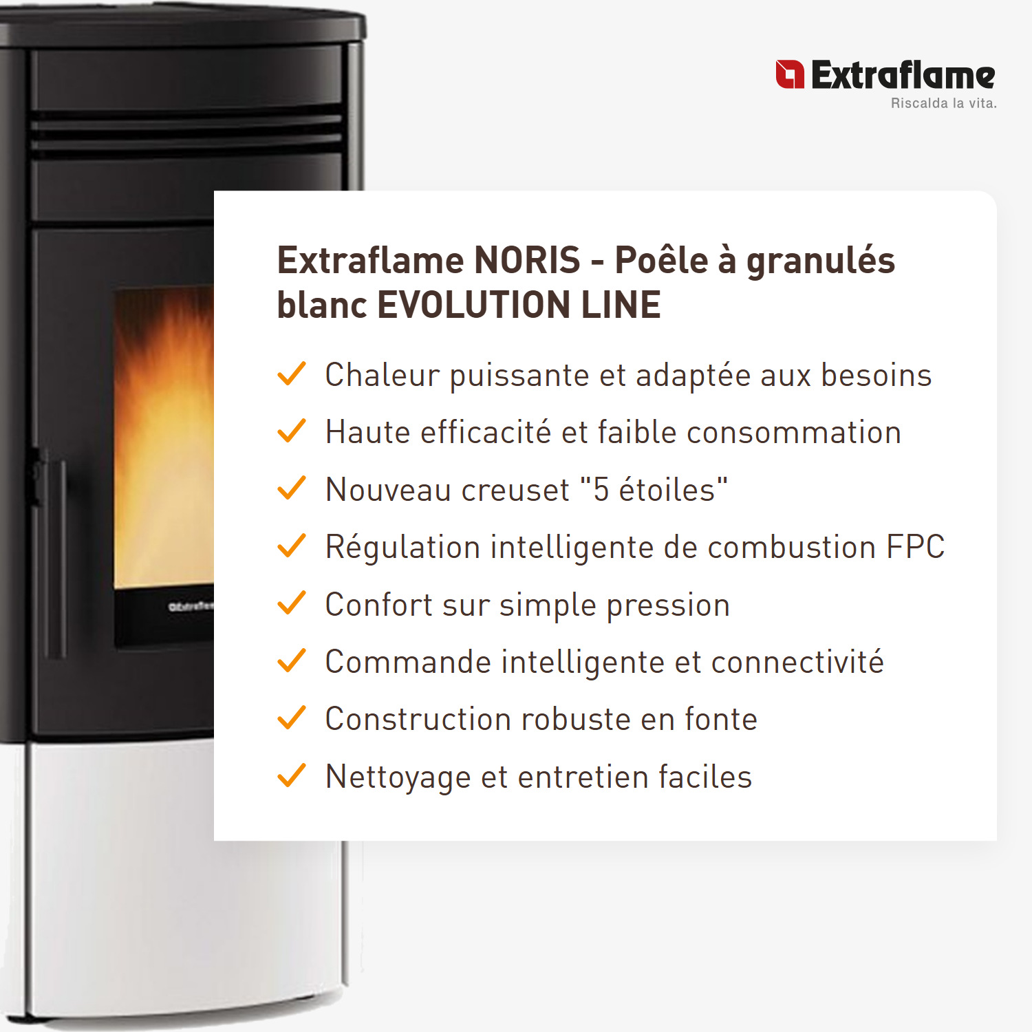 Extraflame NORIS - Blanc poêle à granulés EVOLUTION LINE