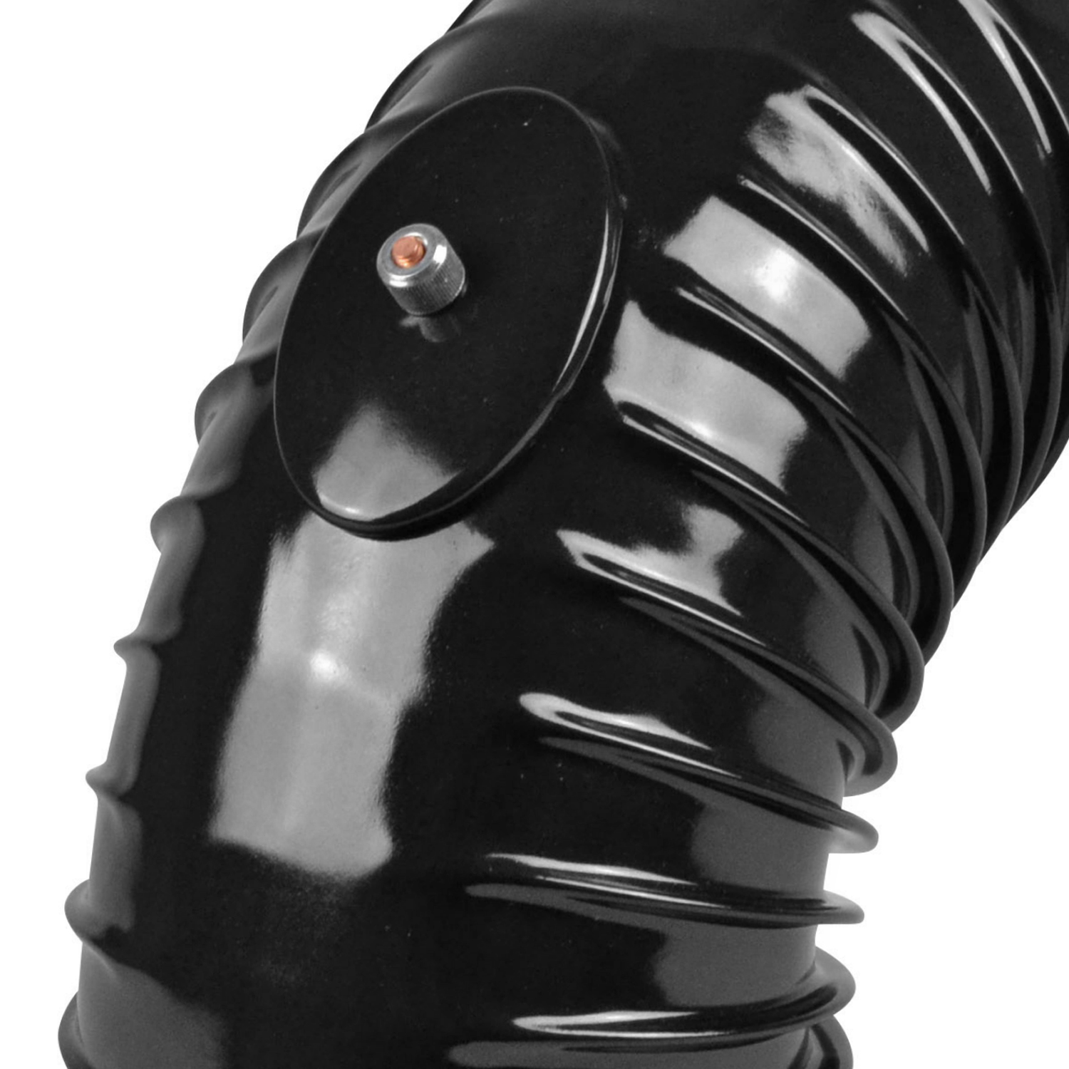 Coude de tuyau de poêle / Coude de conduit de fumée émaillé 150 mm - Coude à 90° nervuré noir avec ouverture de nettoyage