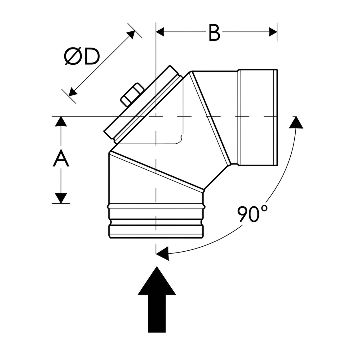 Schiedel Coude PPL 90° pour PPL Ø 200 mm avec fermeture de révision pour fioul/gaz