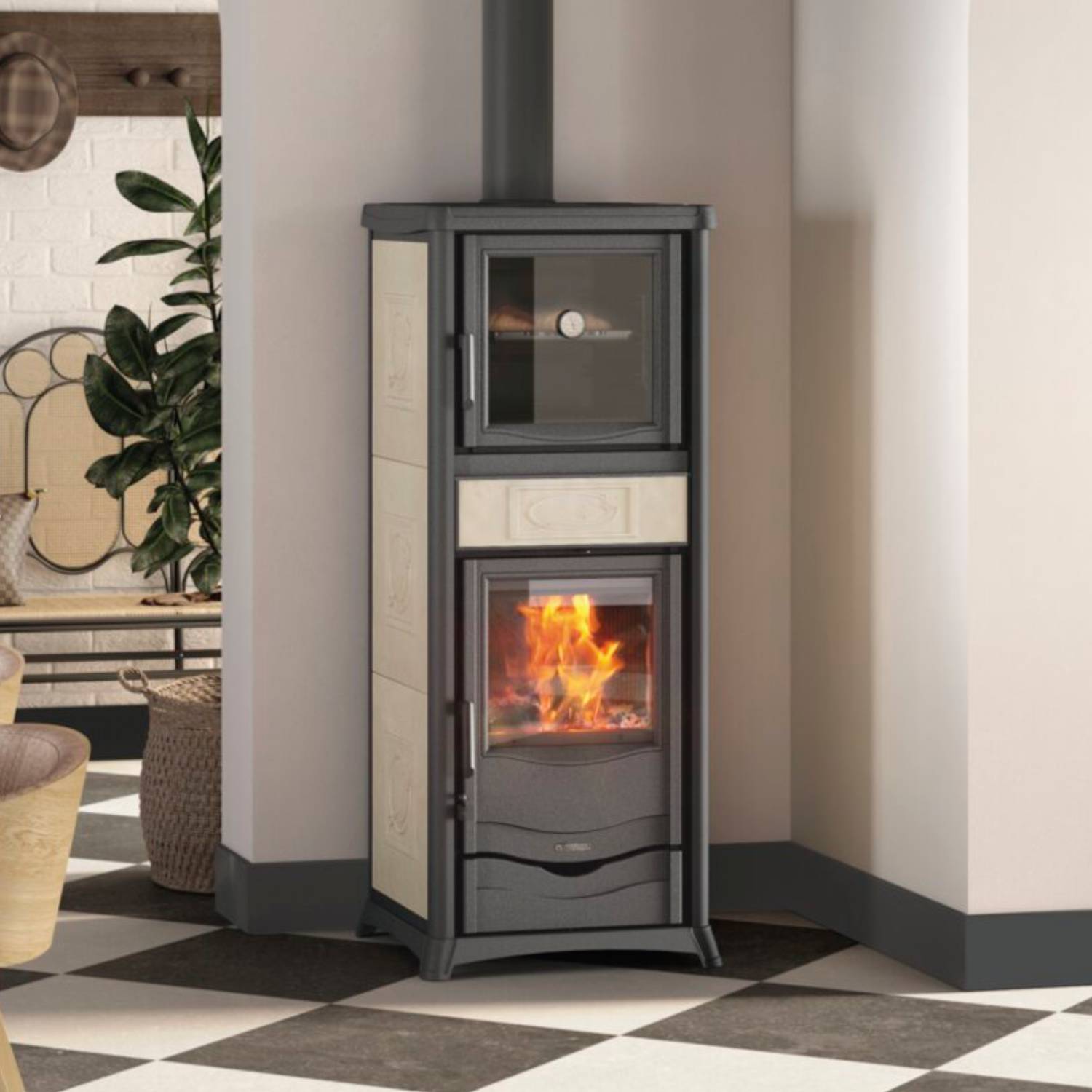La Nordica ROSSELLA PLUS FORNO.165 Keramik - Panna Kaminofen
