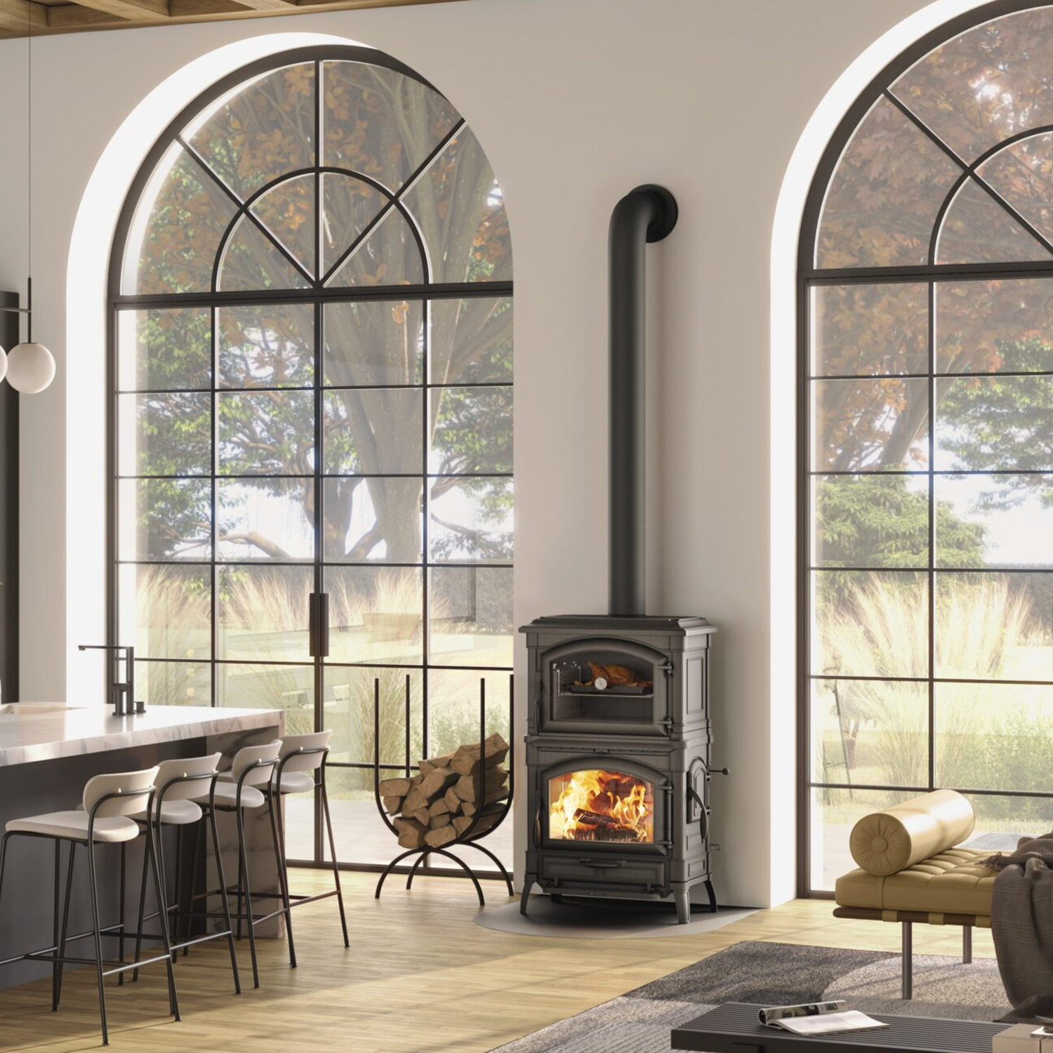 La Nordica Isotta Forno EOS Kaminofen mit Backfach anthrazit-schwarz
