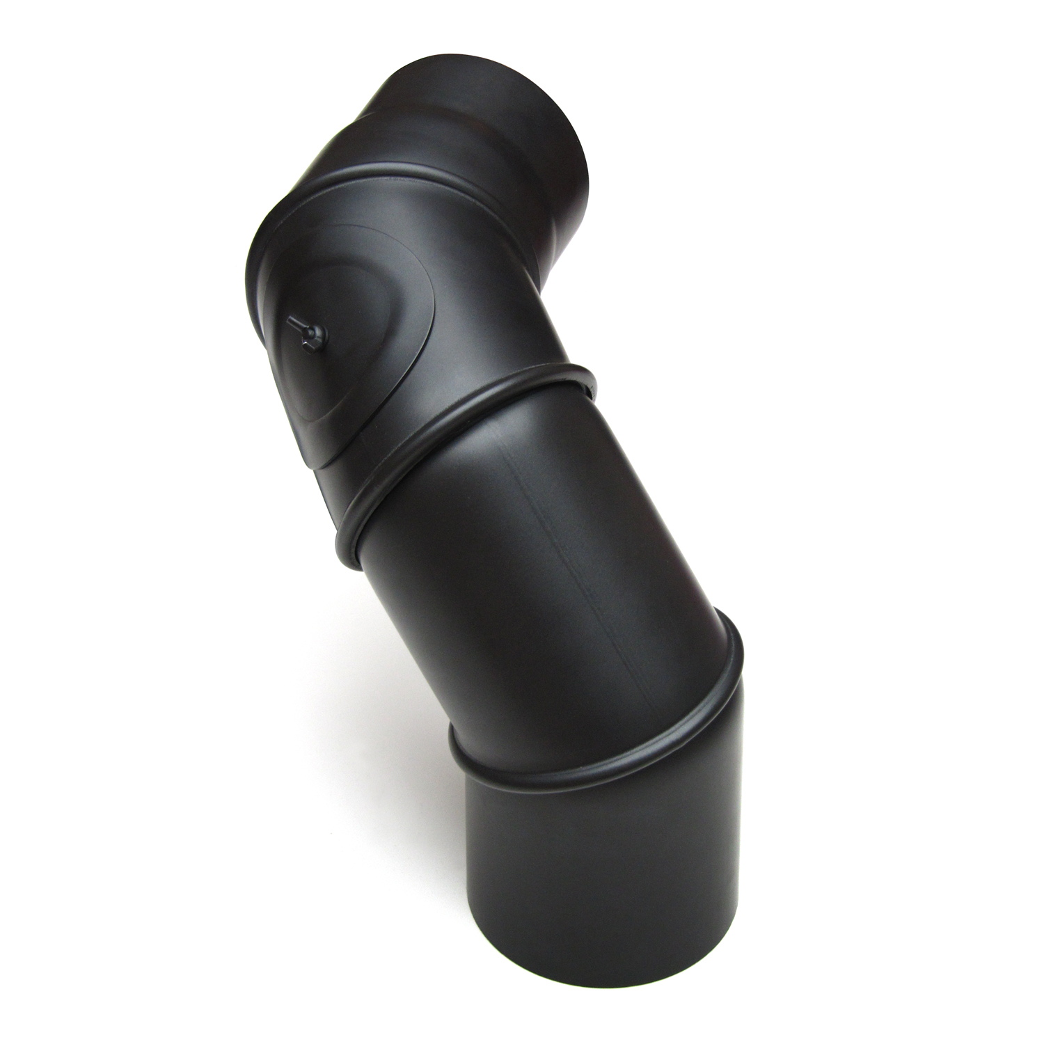 Raik Basic Mulitbogen 120mm schwarz mit Tür – 4teilig für Rauchrohr / Ofenrohr