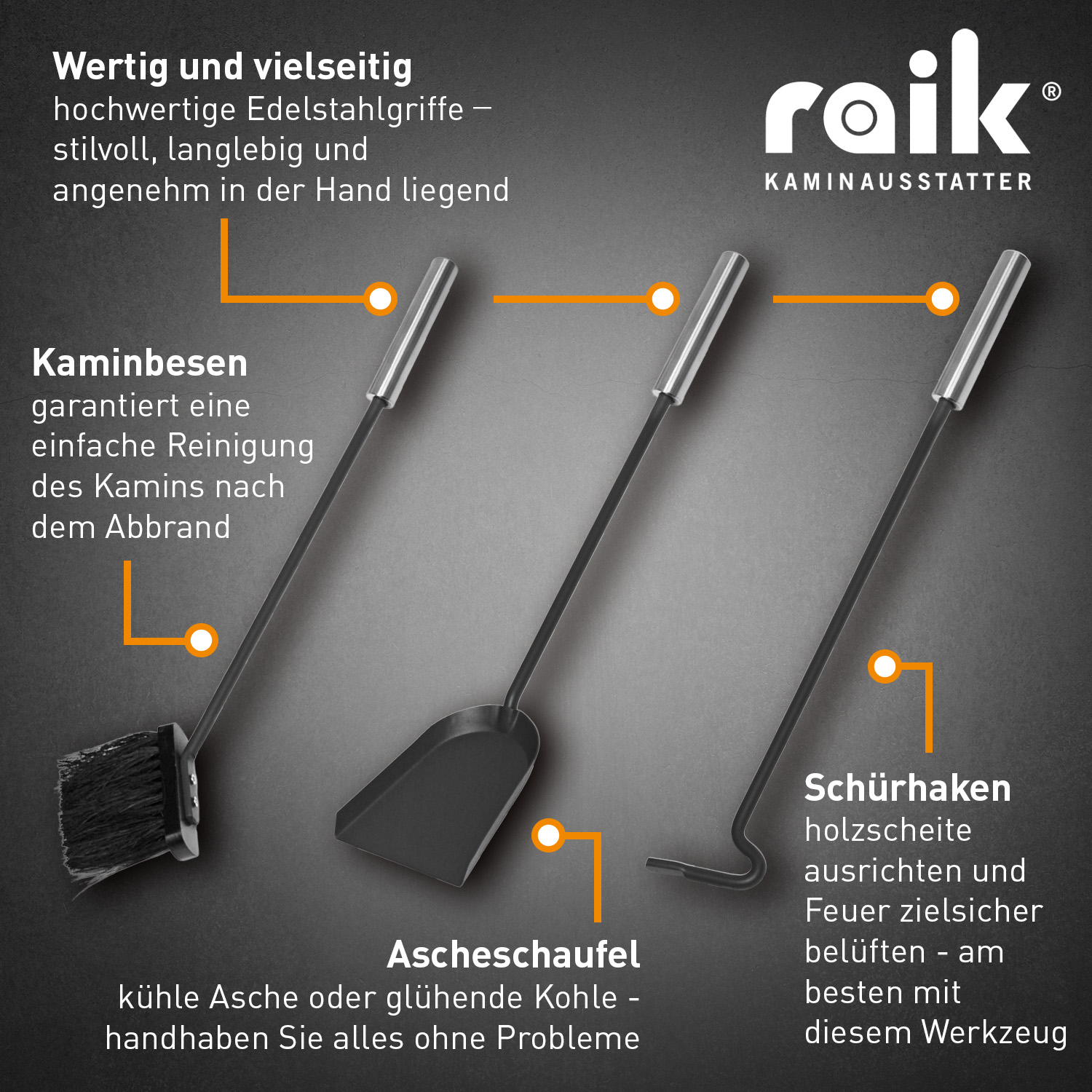 Raik Kaminbesteck Fritz + Ofenhandschuh