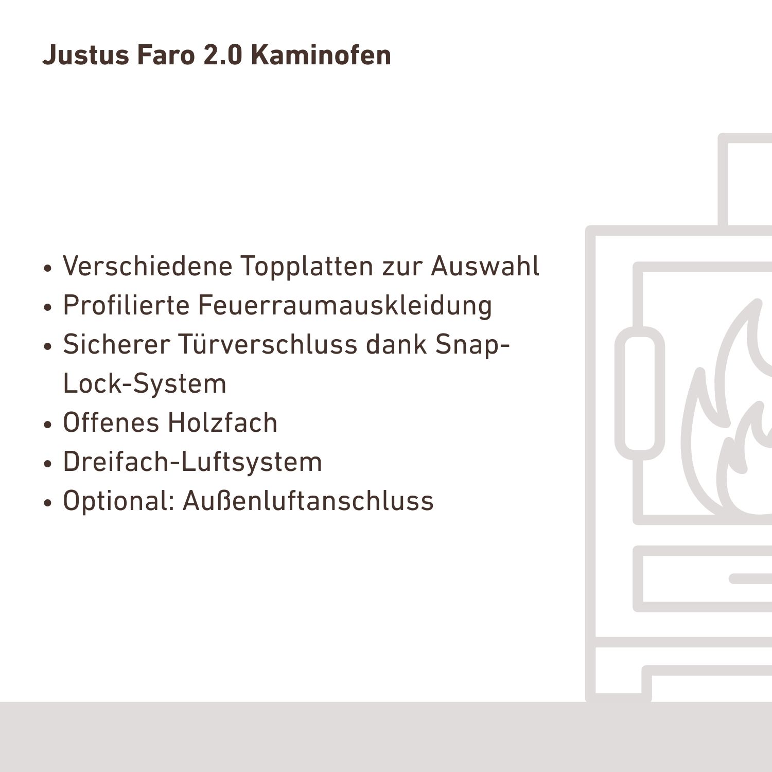 Justus Faro 2.0 Kaminofen Stahl Schwarz mit Speckstein-Abdeckplatte