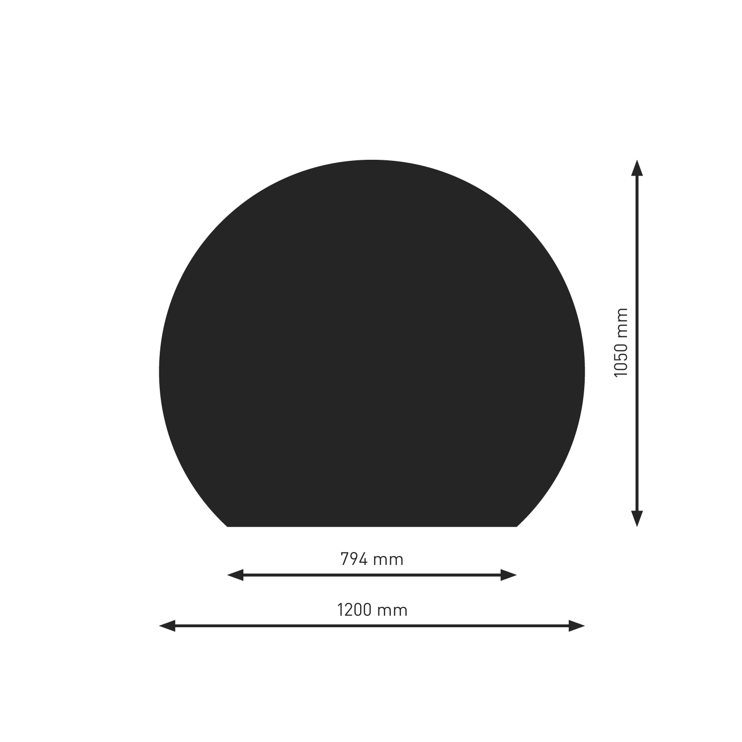 Plaque de sol Raik B7 section circulaire noir revêtu par poudre 1200 x 1050 mm